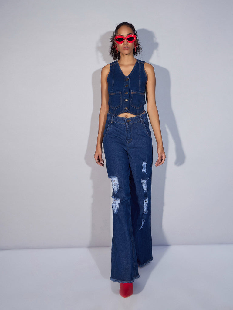Women's Blue Solid Jean