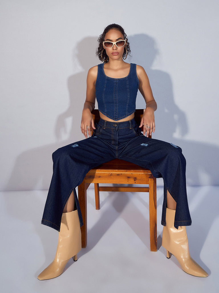 Women's Blue Solid Jean