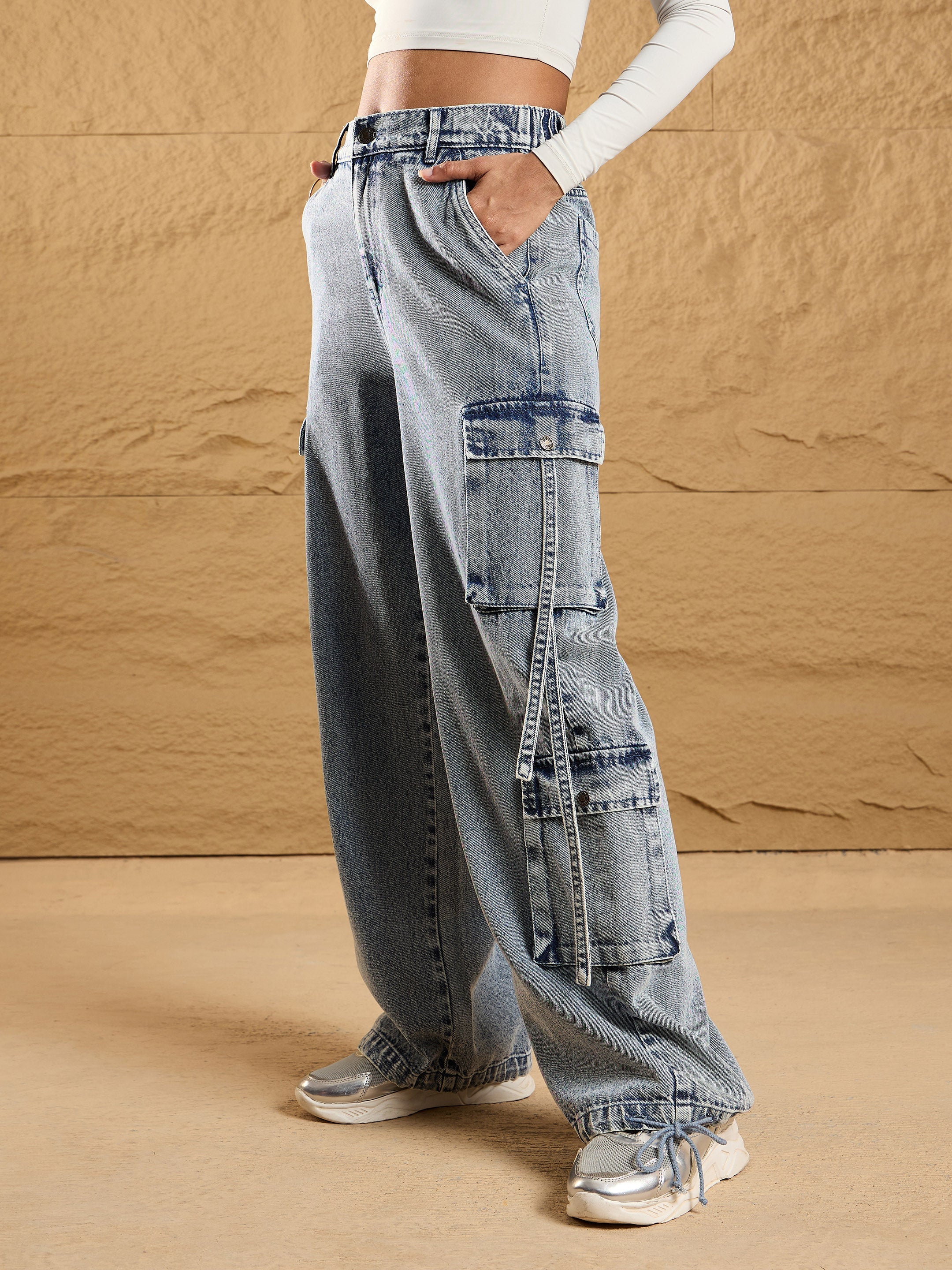 Women's Blue Side Pocket Jean - Sassafras