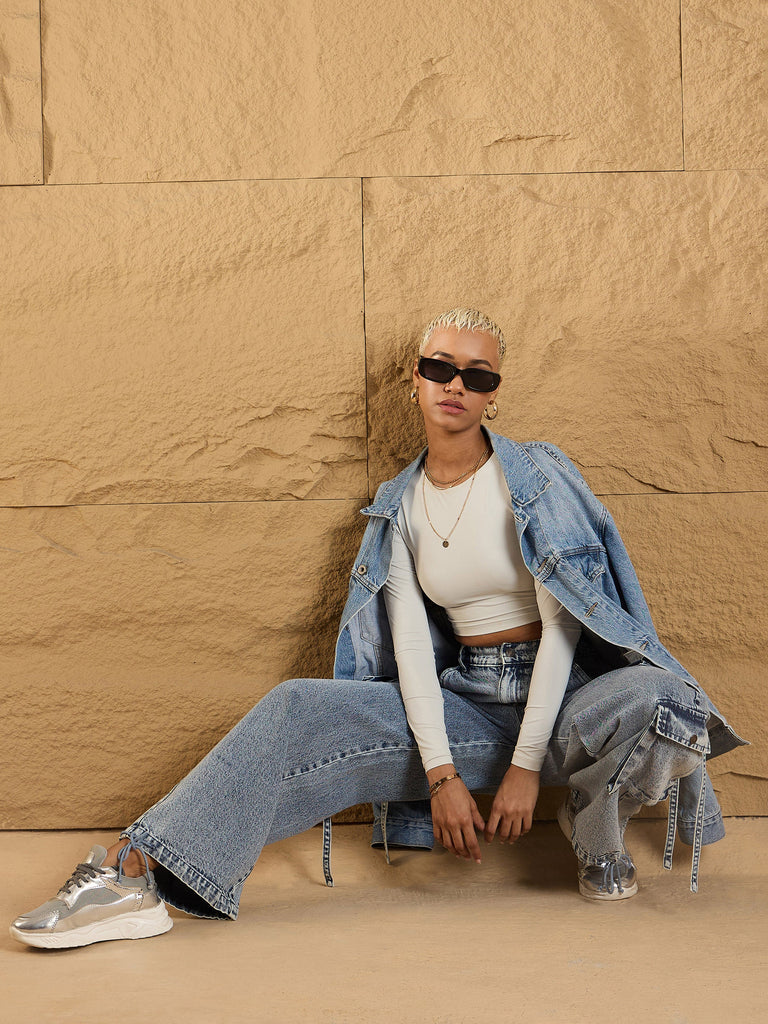 Women's Blue Side Pocket Jean