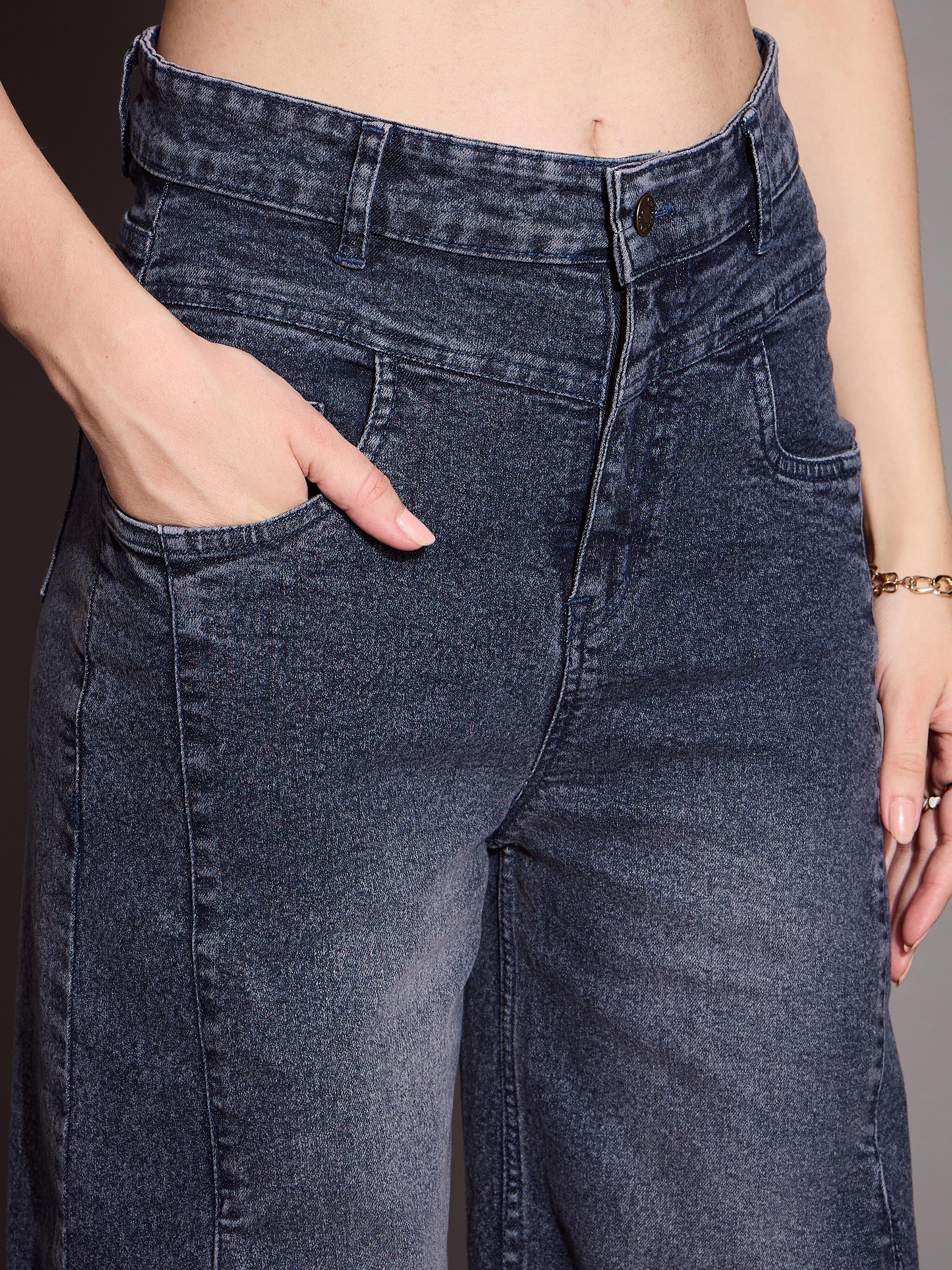 Women's Blue Solid Jean - Sassafras