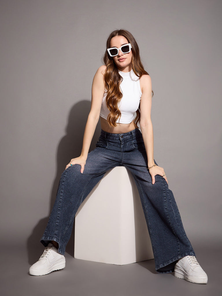 Women's Blue Solid Jean