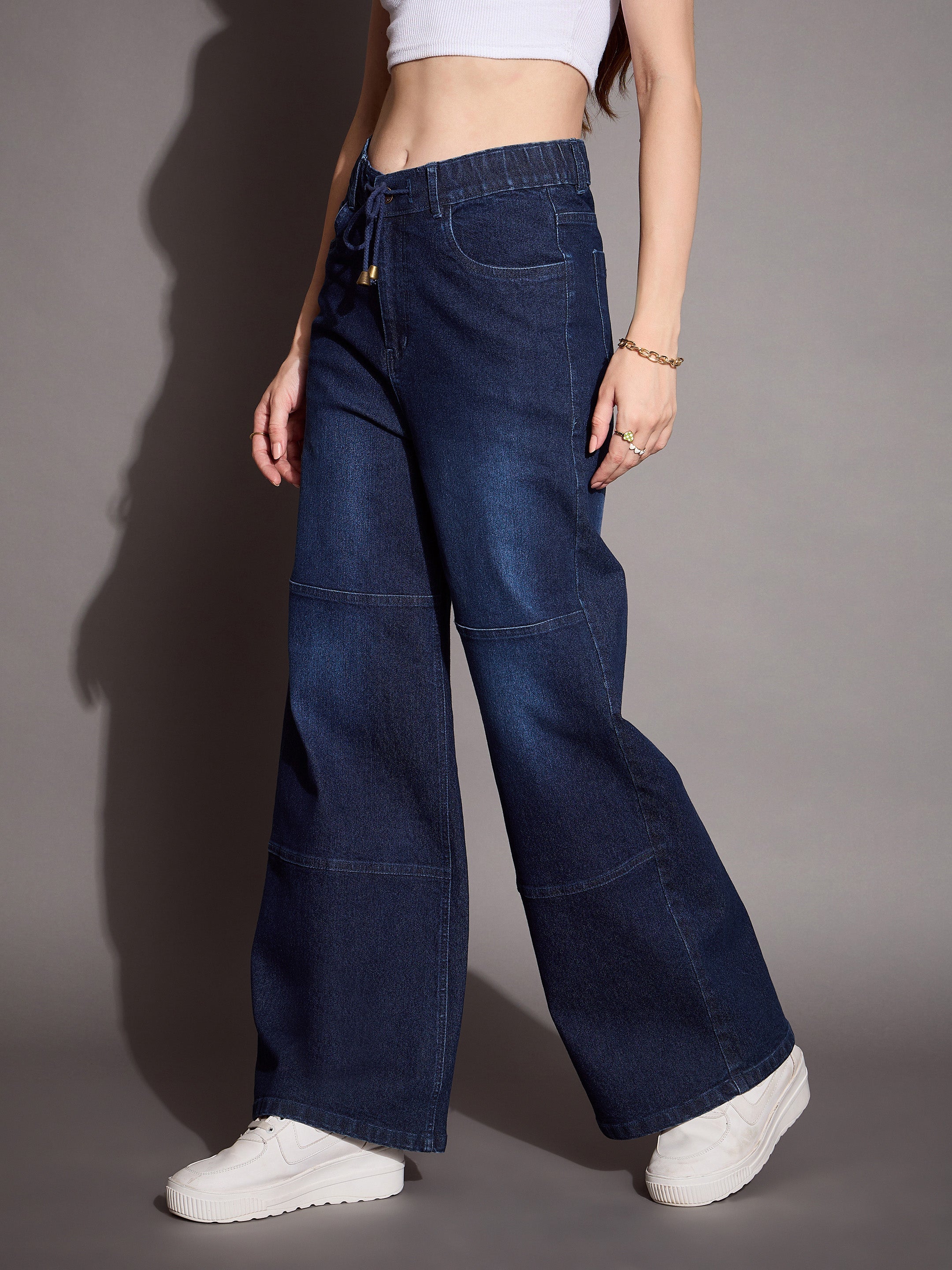 Women's Blue Solid Jean - Sassafras