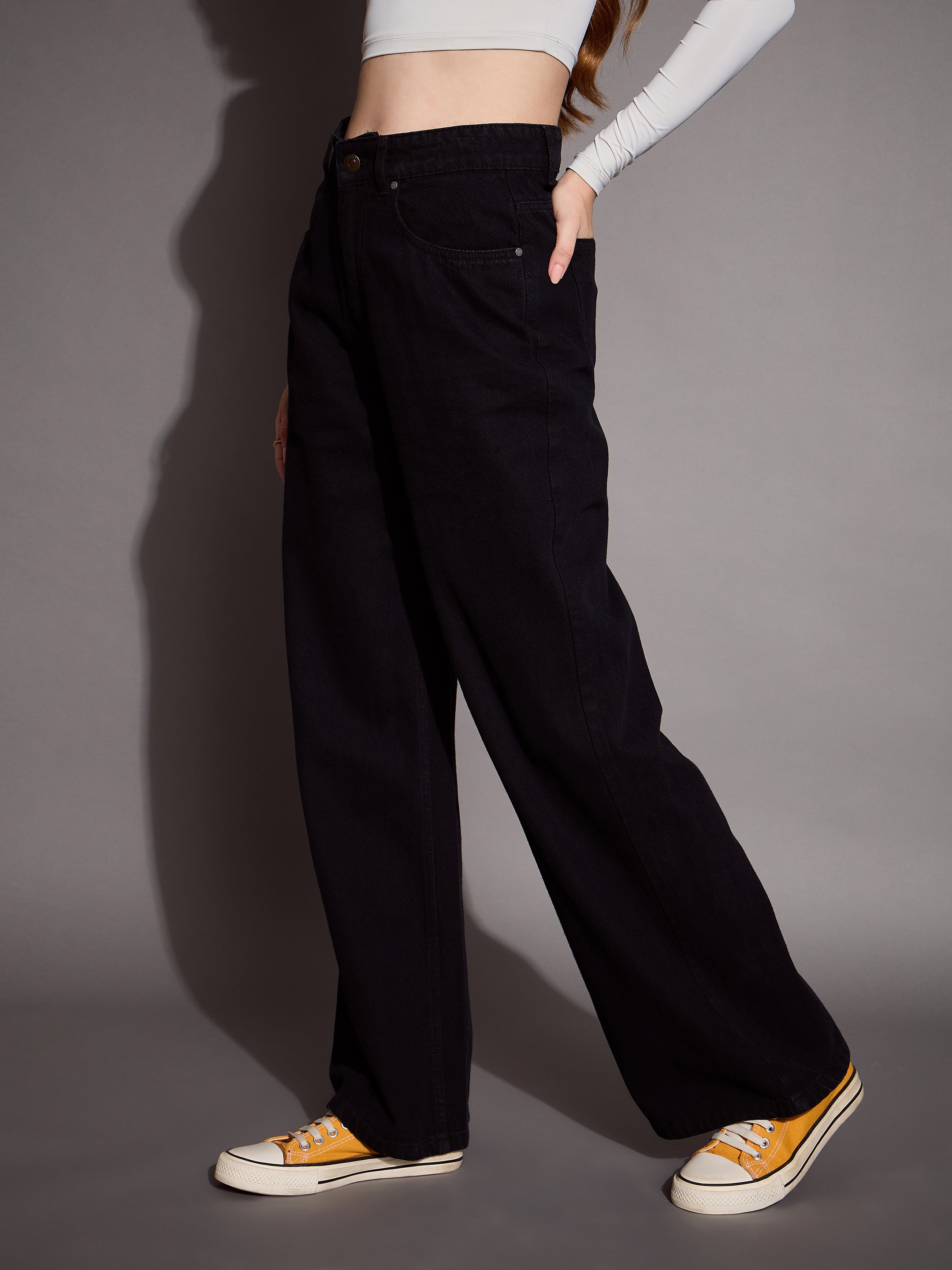 Women's Black Solid Jean