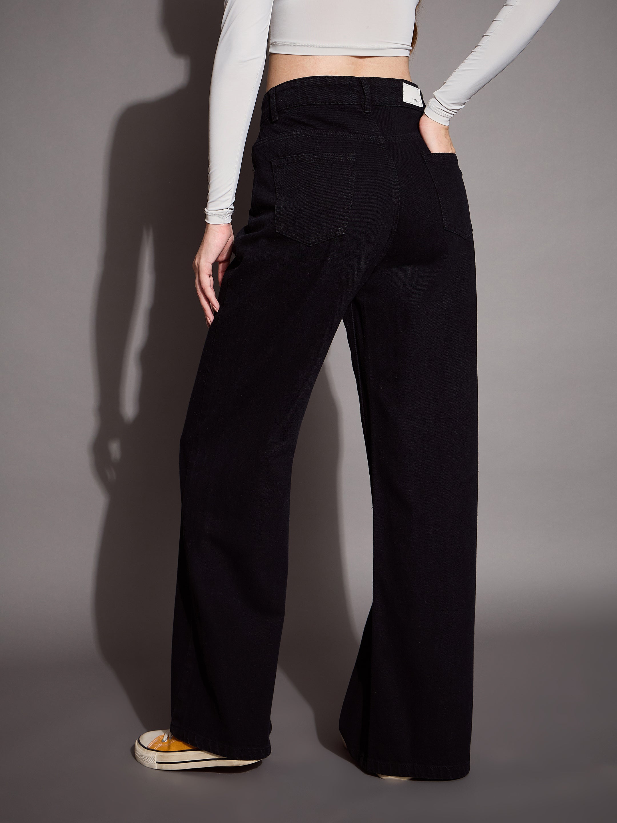 Women's Black Solid Jean