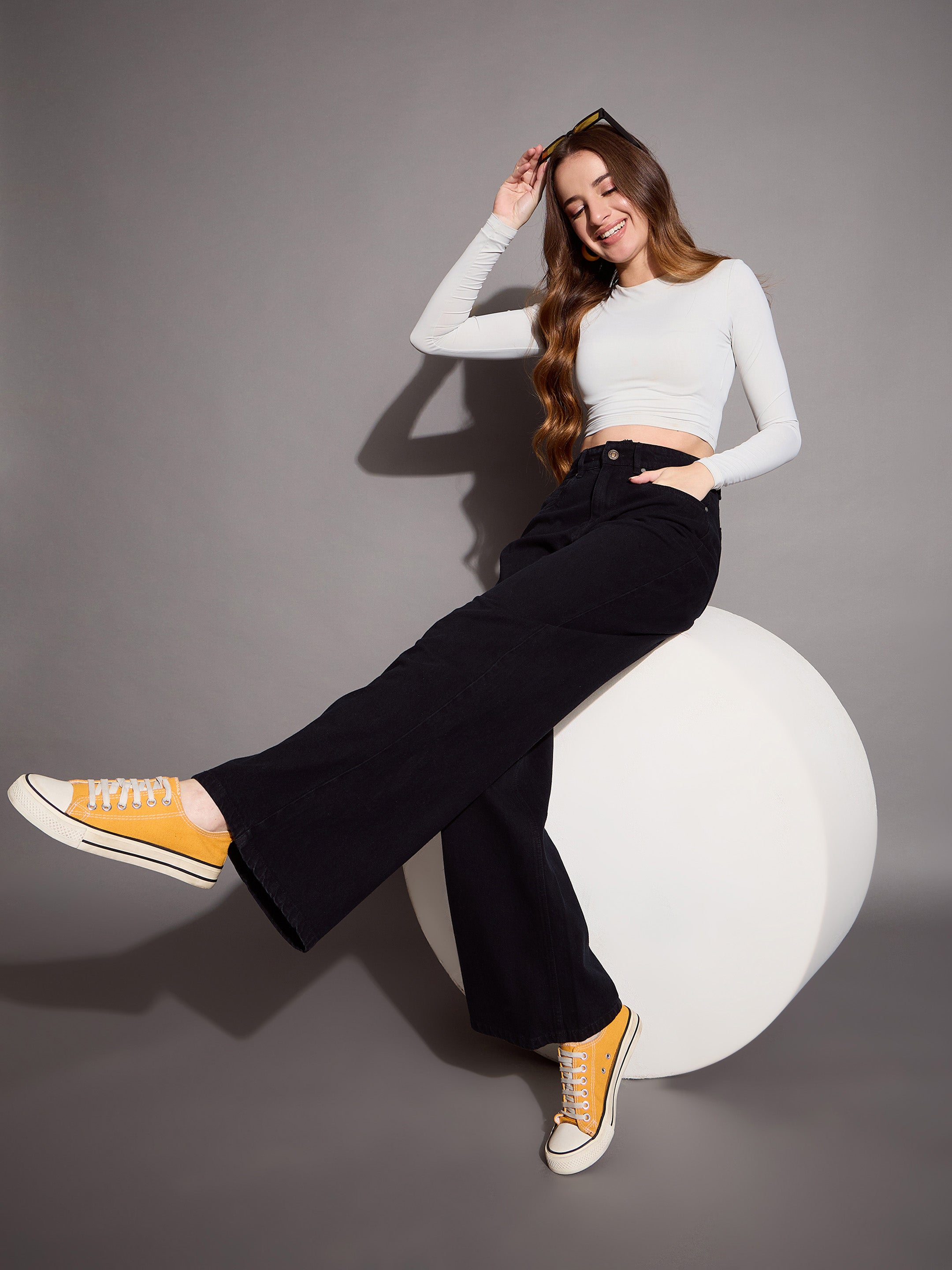 Women's Black Solid Jean