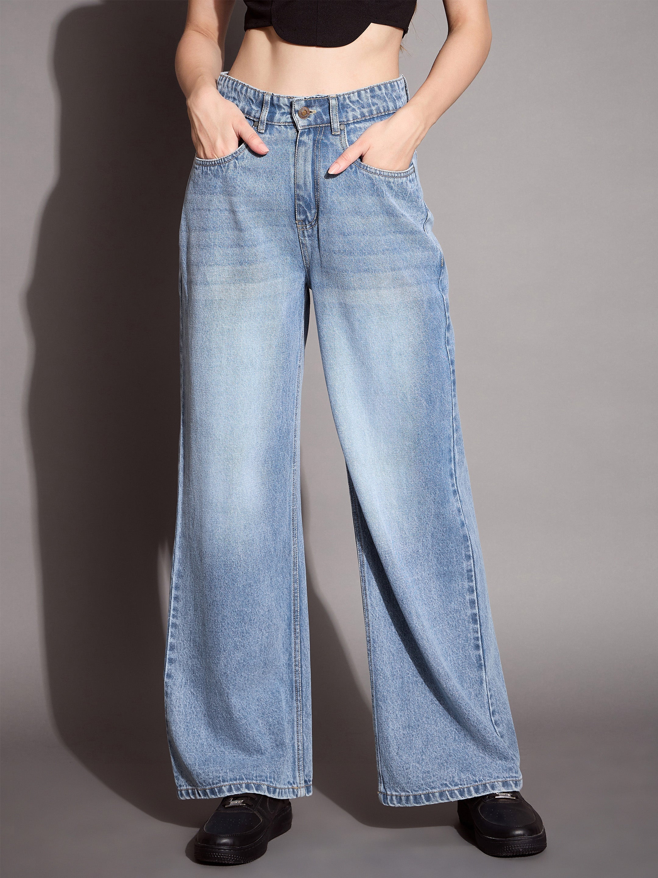 Women's Blue Solid Jean - Sassafras