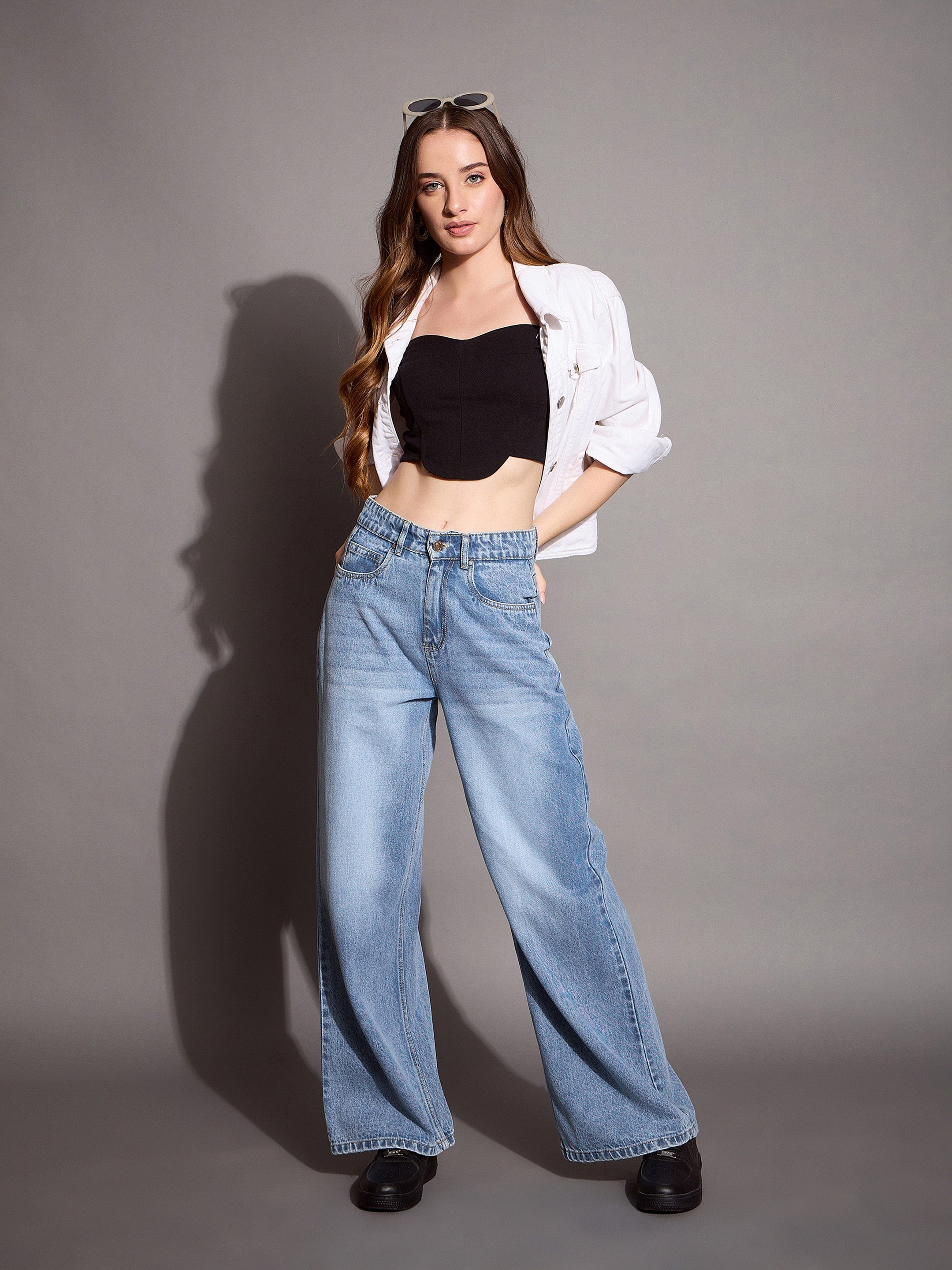 Women's Blue Solid Jean - Sassafras