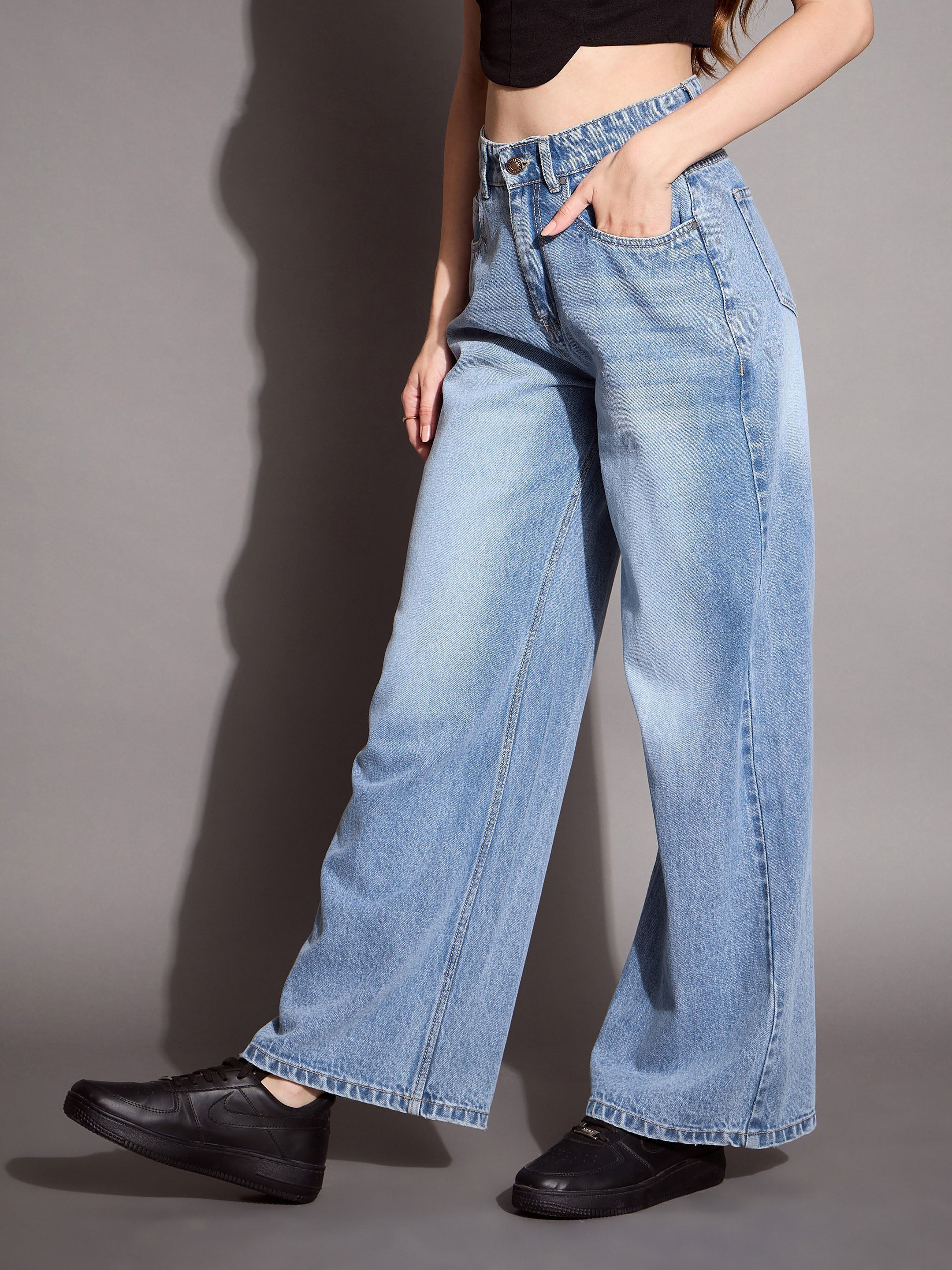 Women's Blue Solid Jean - Sassafras