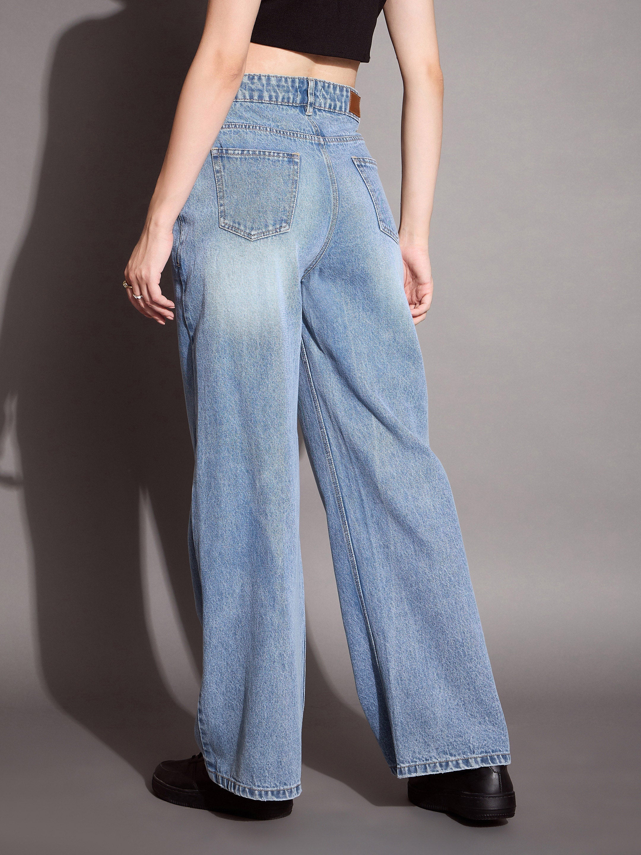 Women's Blue Solid Jean - Sassafras