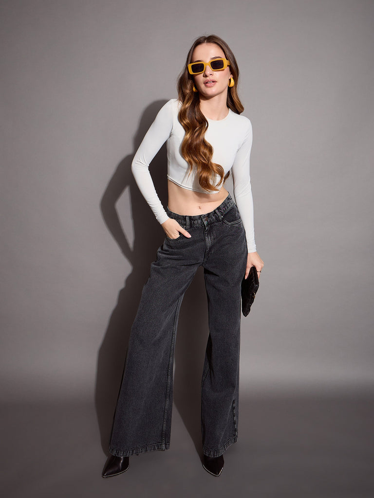 Women's Black Solid Jean