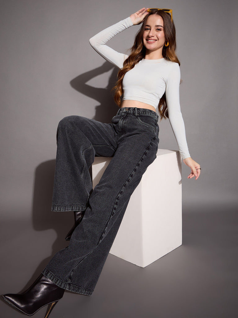 Women's Black Solid Jean