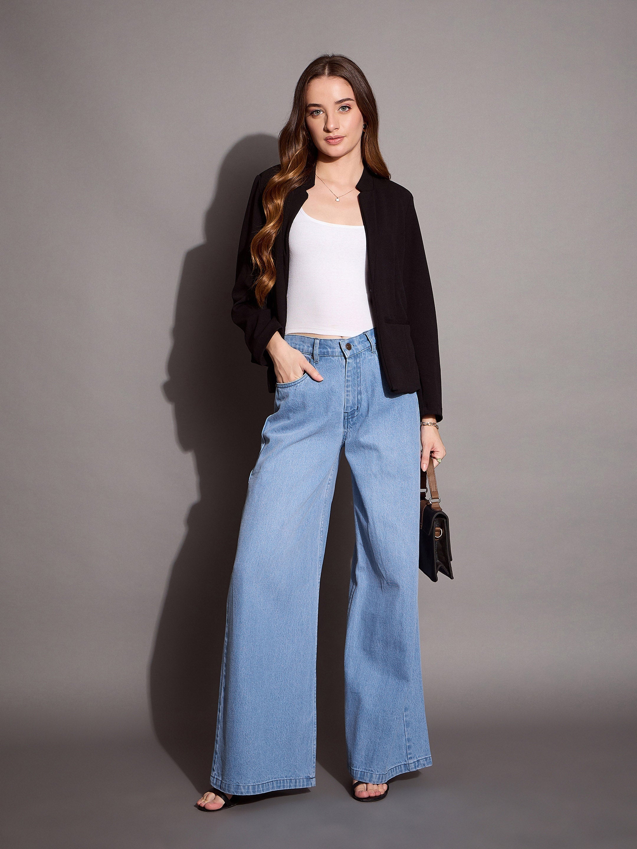 Women's Blue Solid Jean - Sassafras