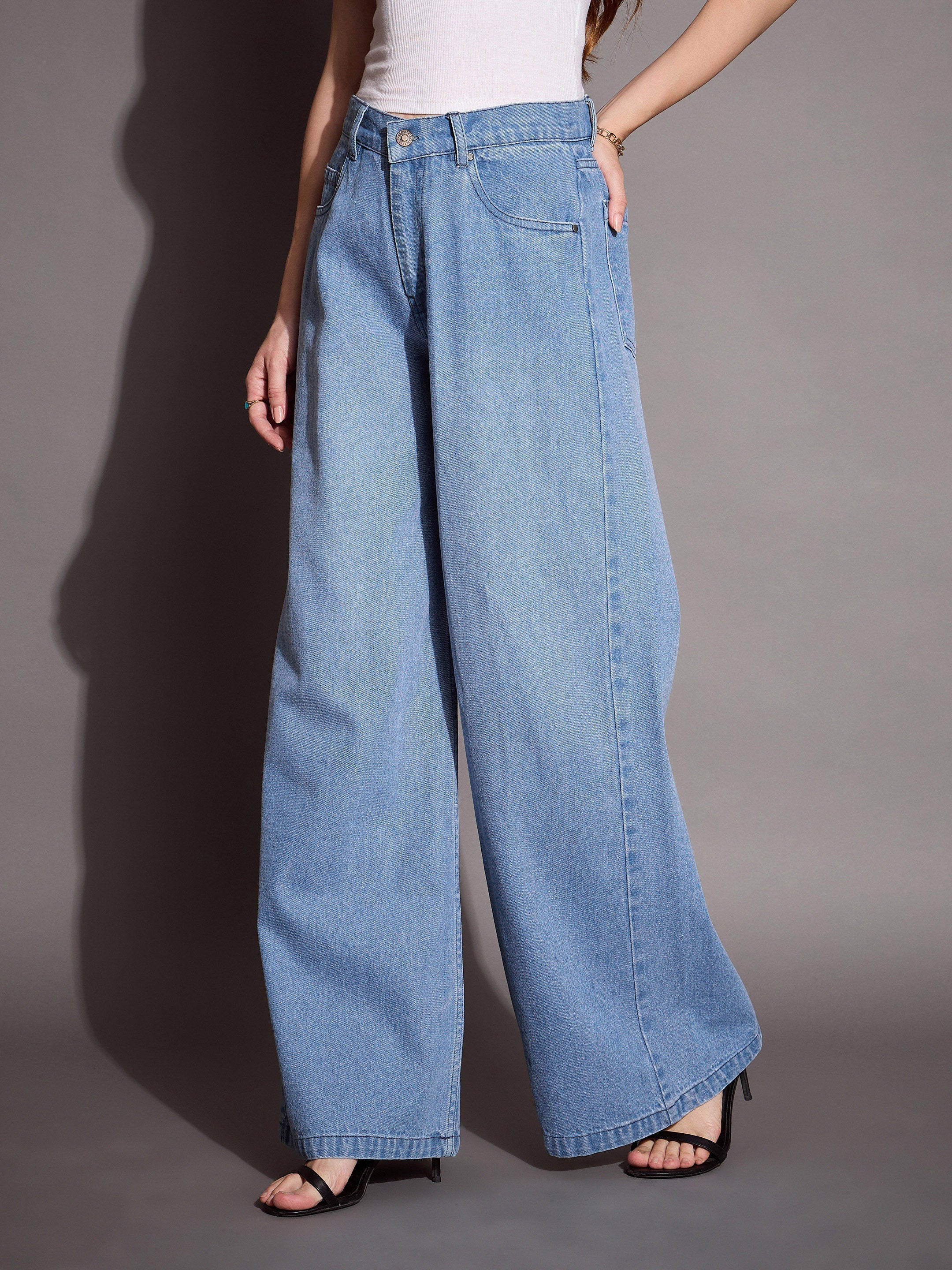 Women's Blue Solid Jean - Sassafras