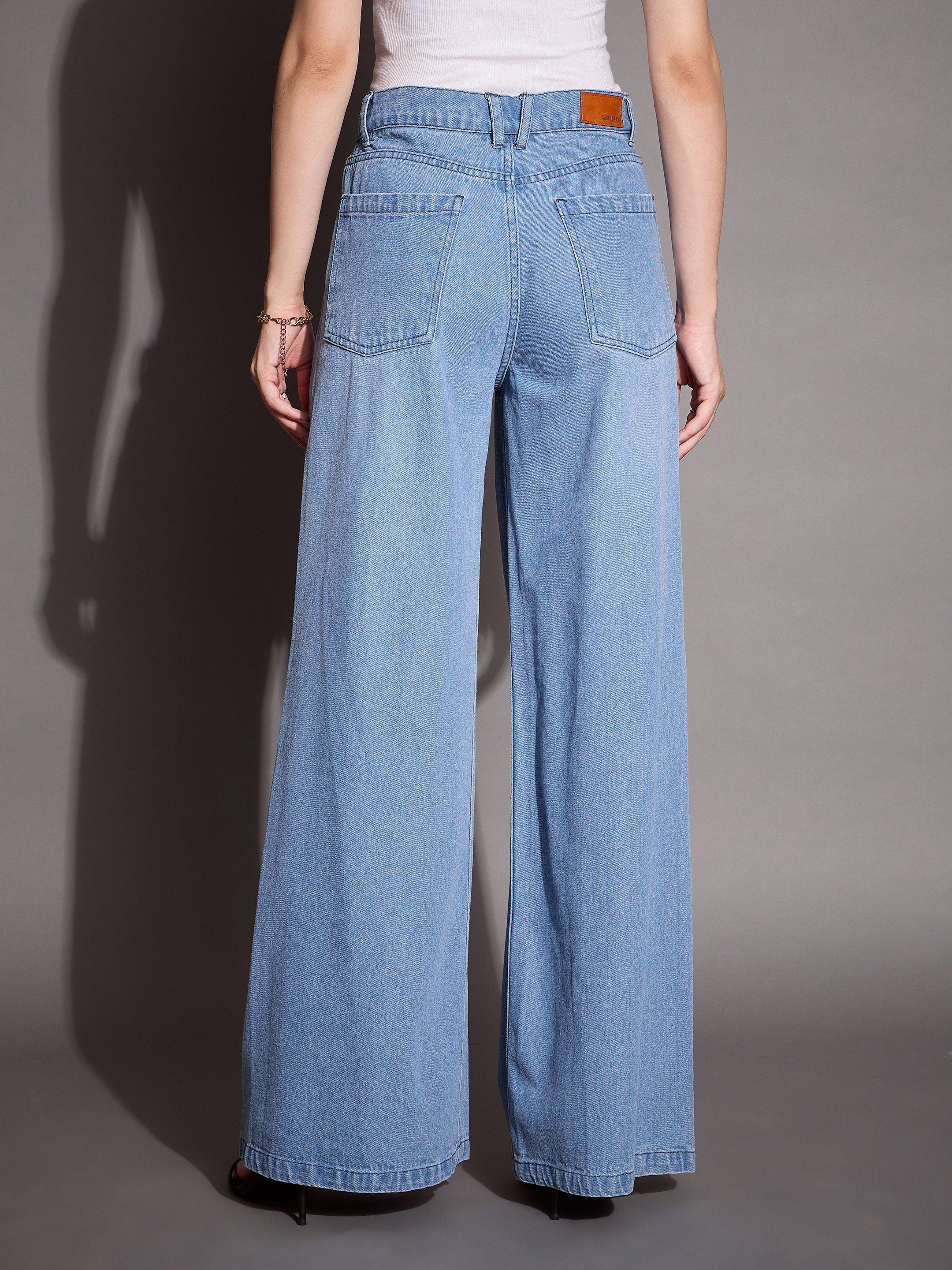 Women's Blue Solid Jean - Sassafras