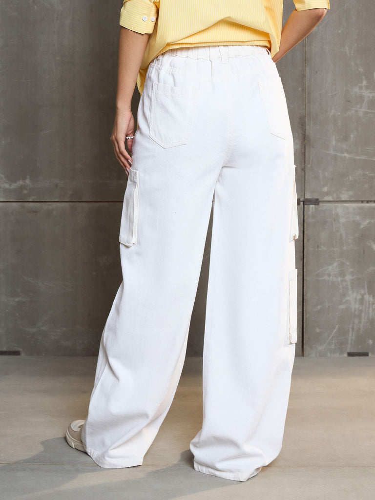 Women's White Box Pocket Straight Premium Jea