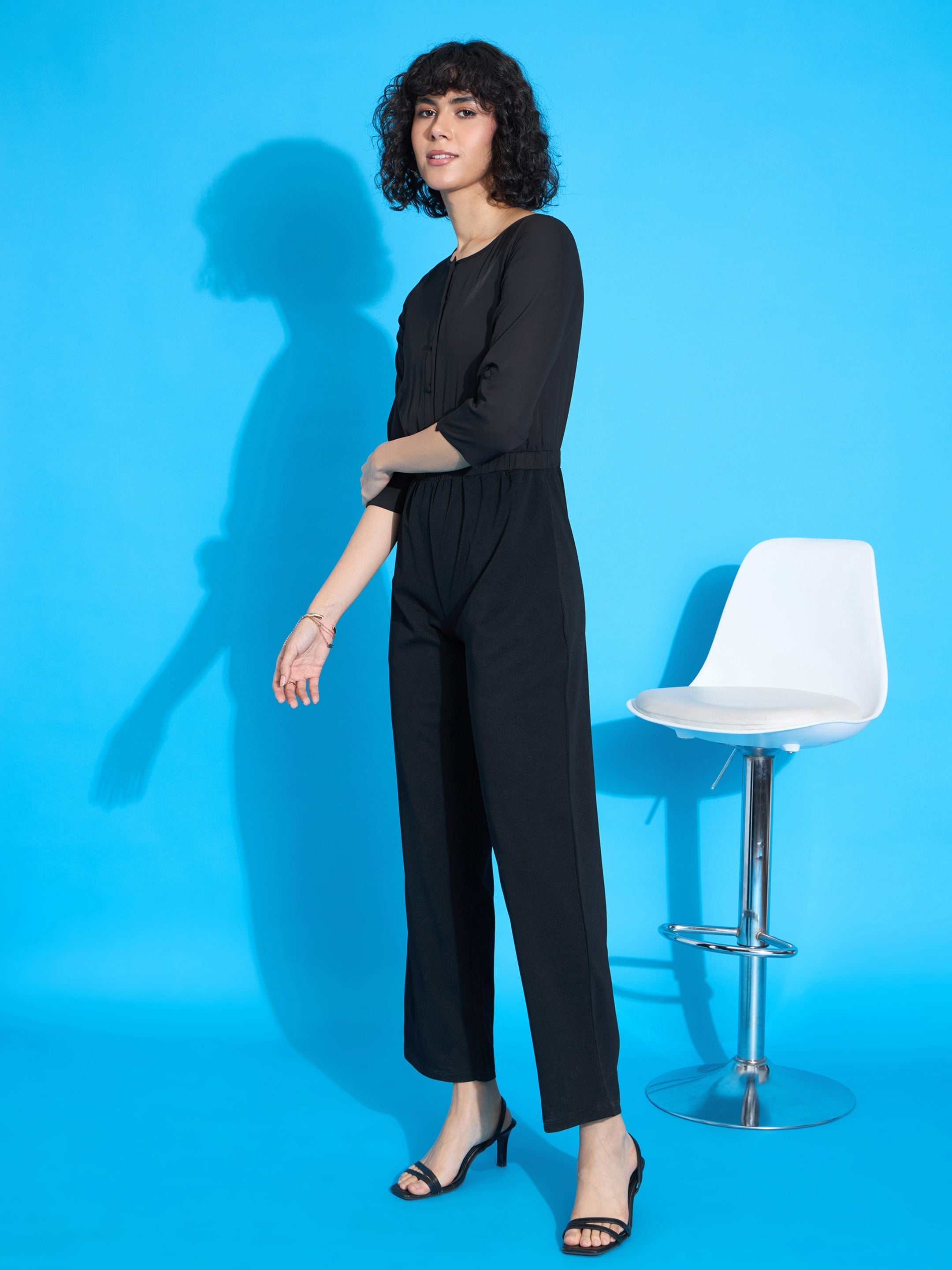 Women's Black Solid Jumpsuit - Sassafras