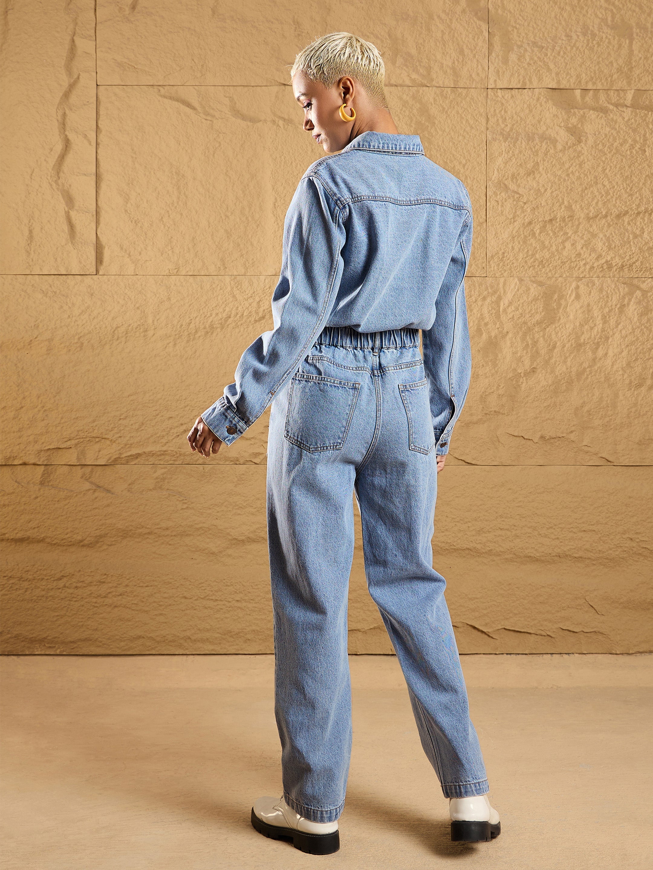 Women's Blue Denim Jumpsuit - Sassafras