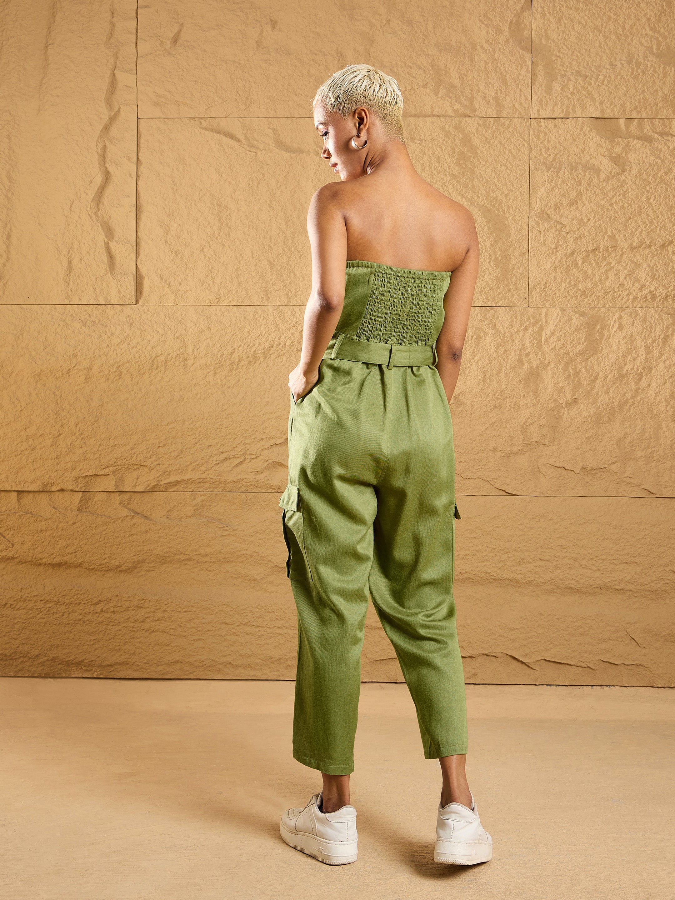 Women's Olive Solid Jumpsuit - Sassafras