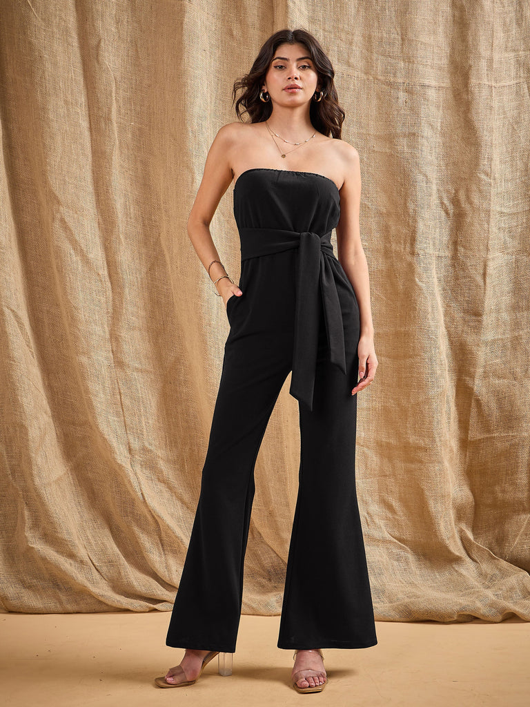 Women's Black Solid Jumpsuit