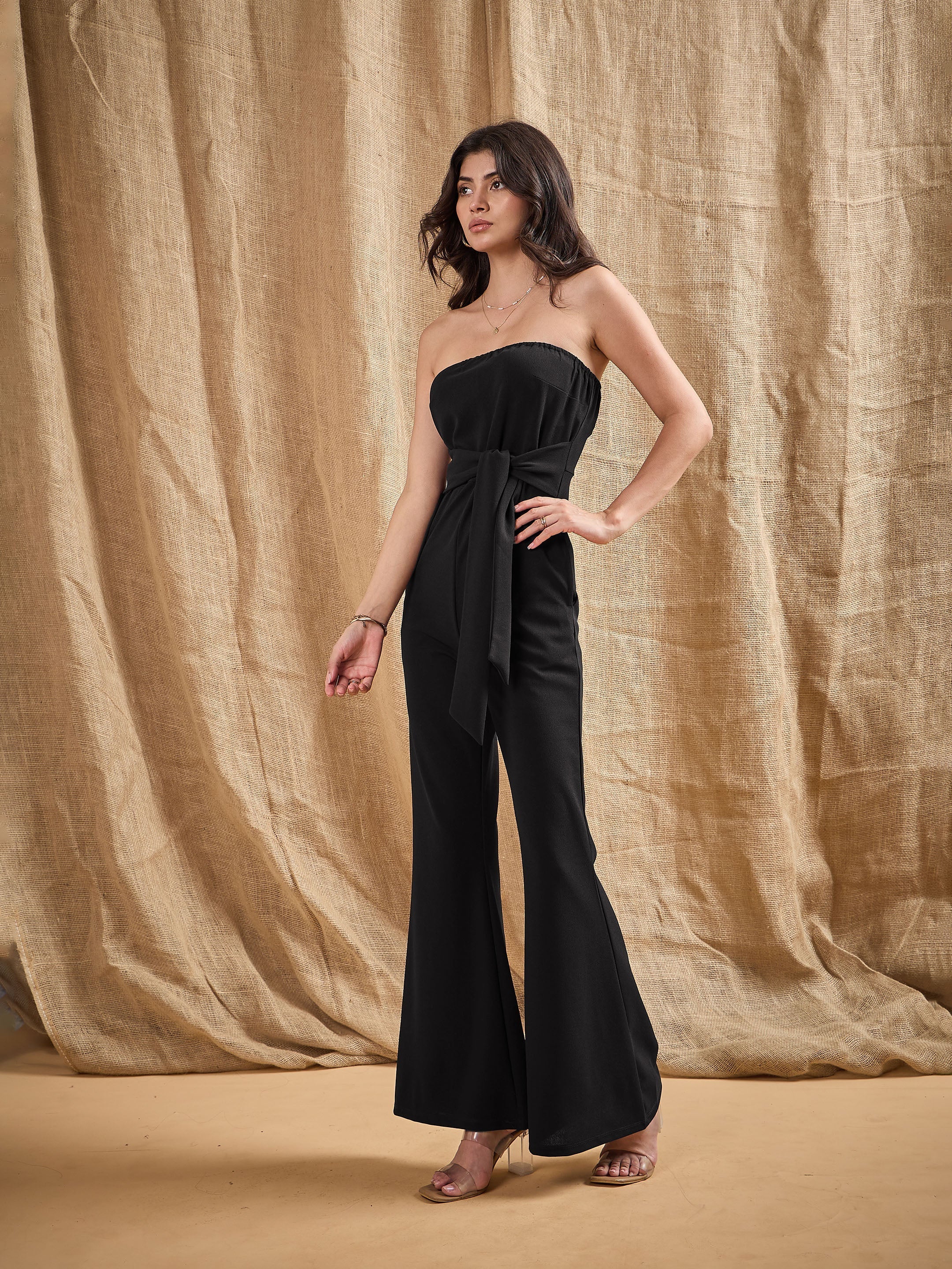 Women's Black Solid Jumpsuit - Sassafras