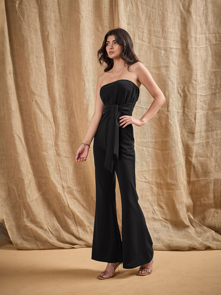 Women's Black Solid Jumpsuit