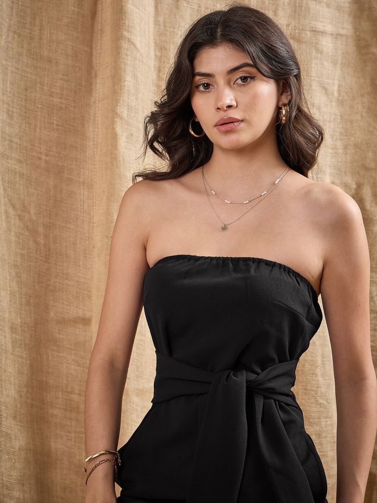Women's Black Solid Jumpsuit