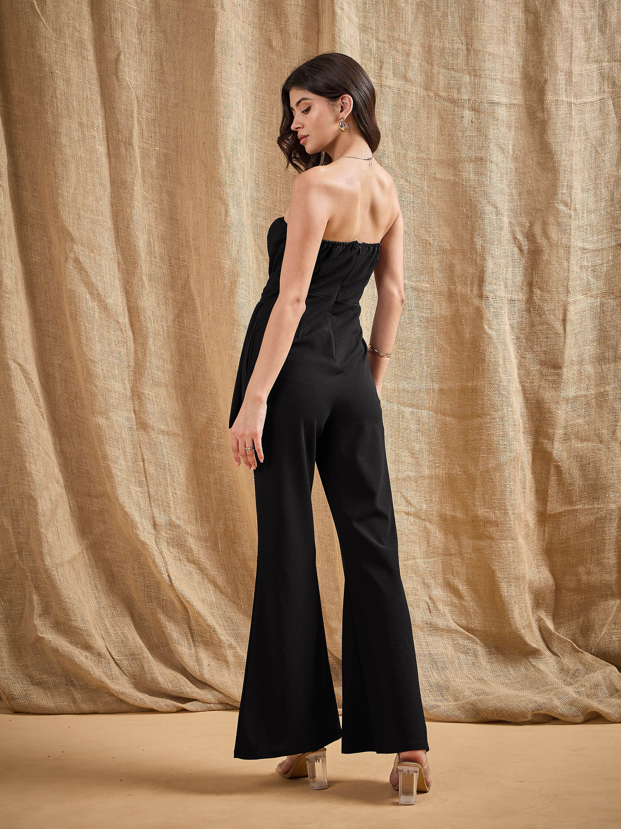 Women's Black Solid Jumpsuit - Sassafras