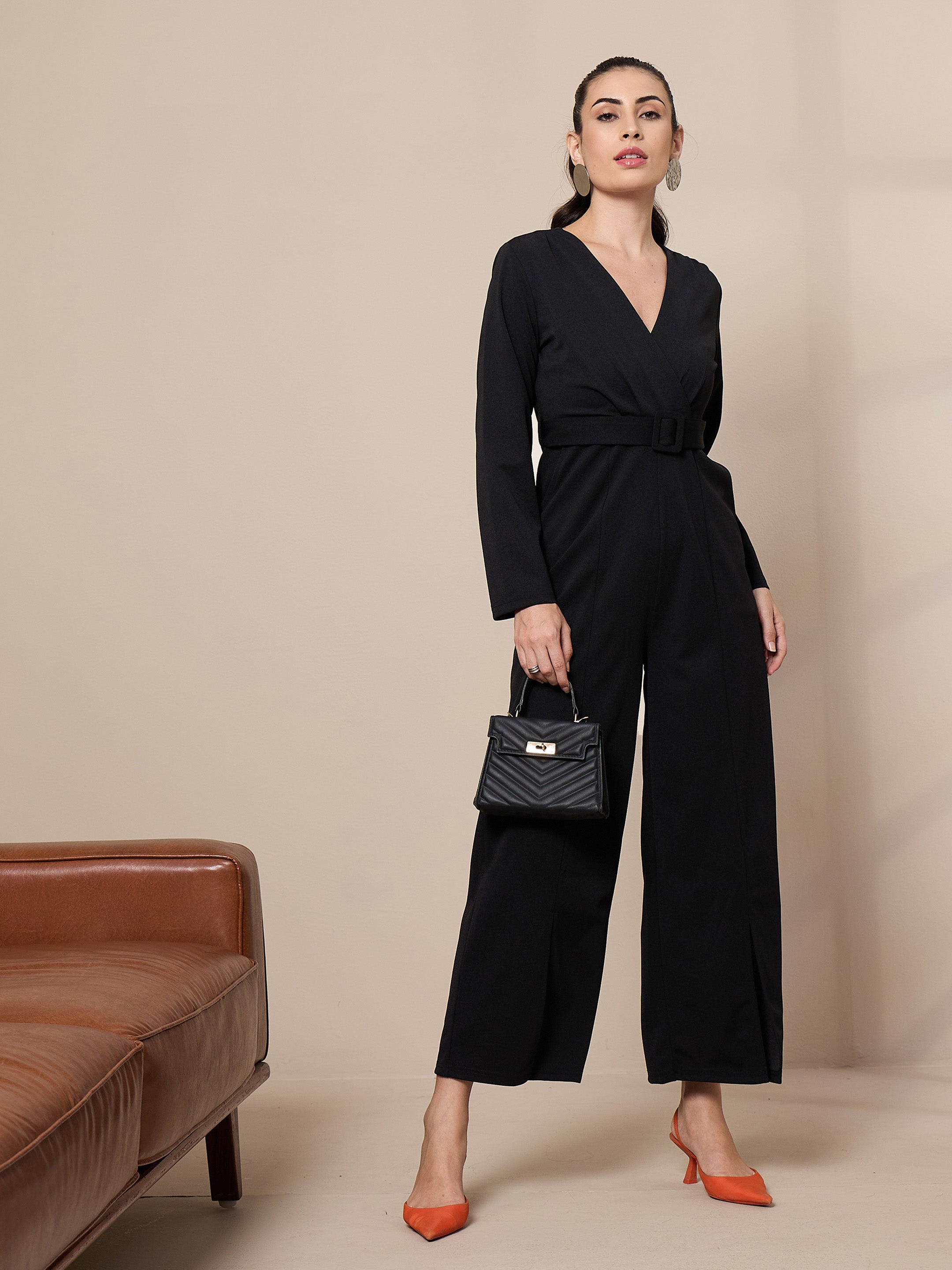 Women's Black Solid Jumpsuit - Sassafras