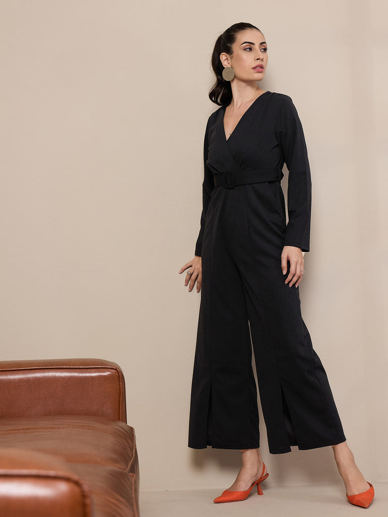 Women's Black Solid Jumpsuit