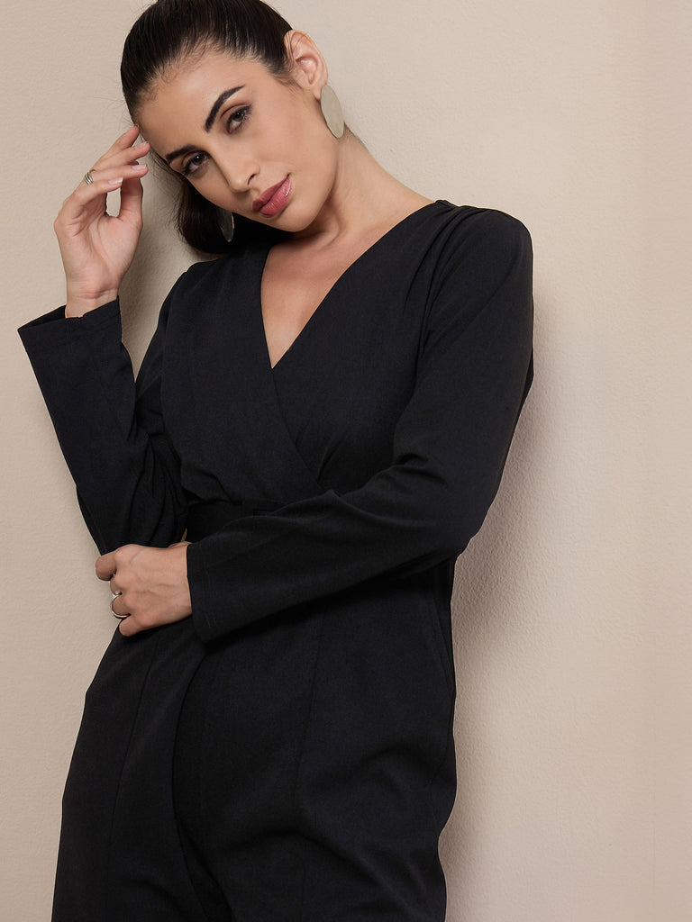 Women's Black Solid Jumpsuit