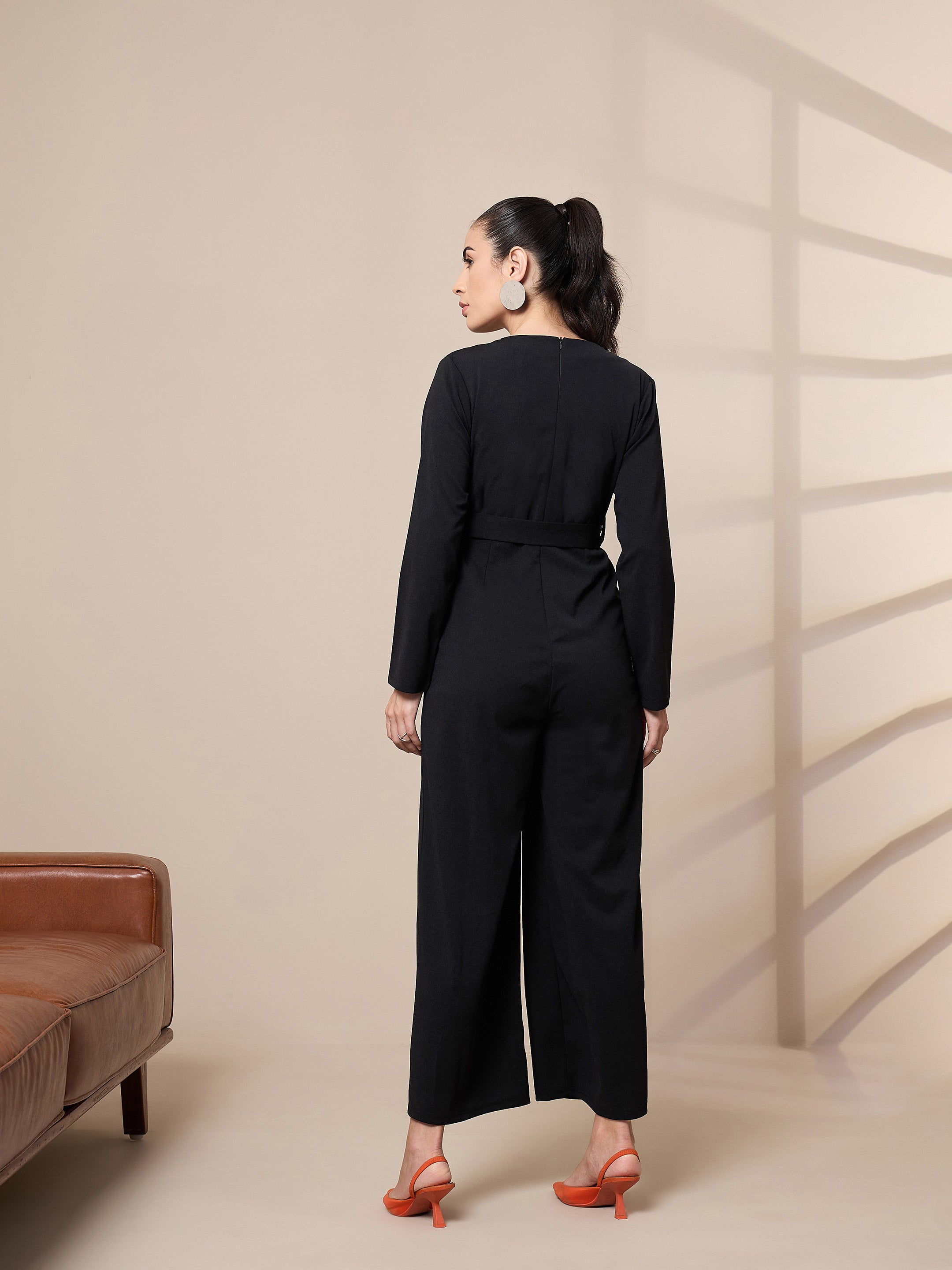 Women's Black Solid Jumpsuit - Sassafras