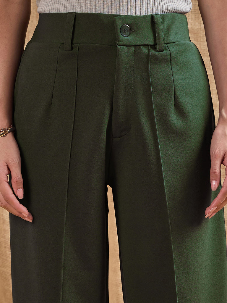 Women's Olive Solid Pant