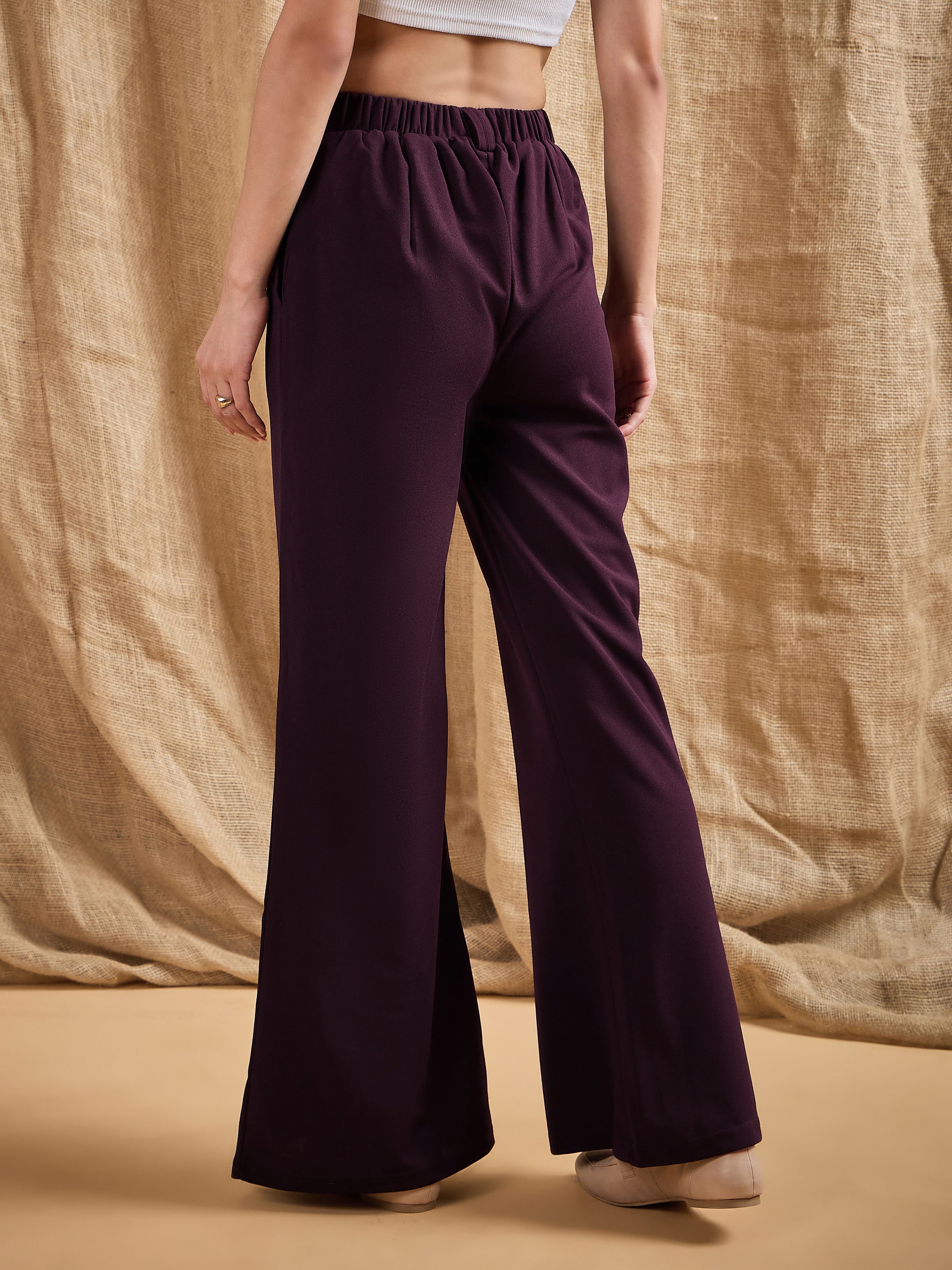 Women's Burgundy Solid Pant - Sassafras