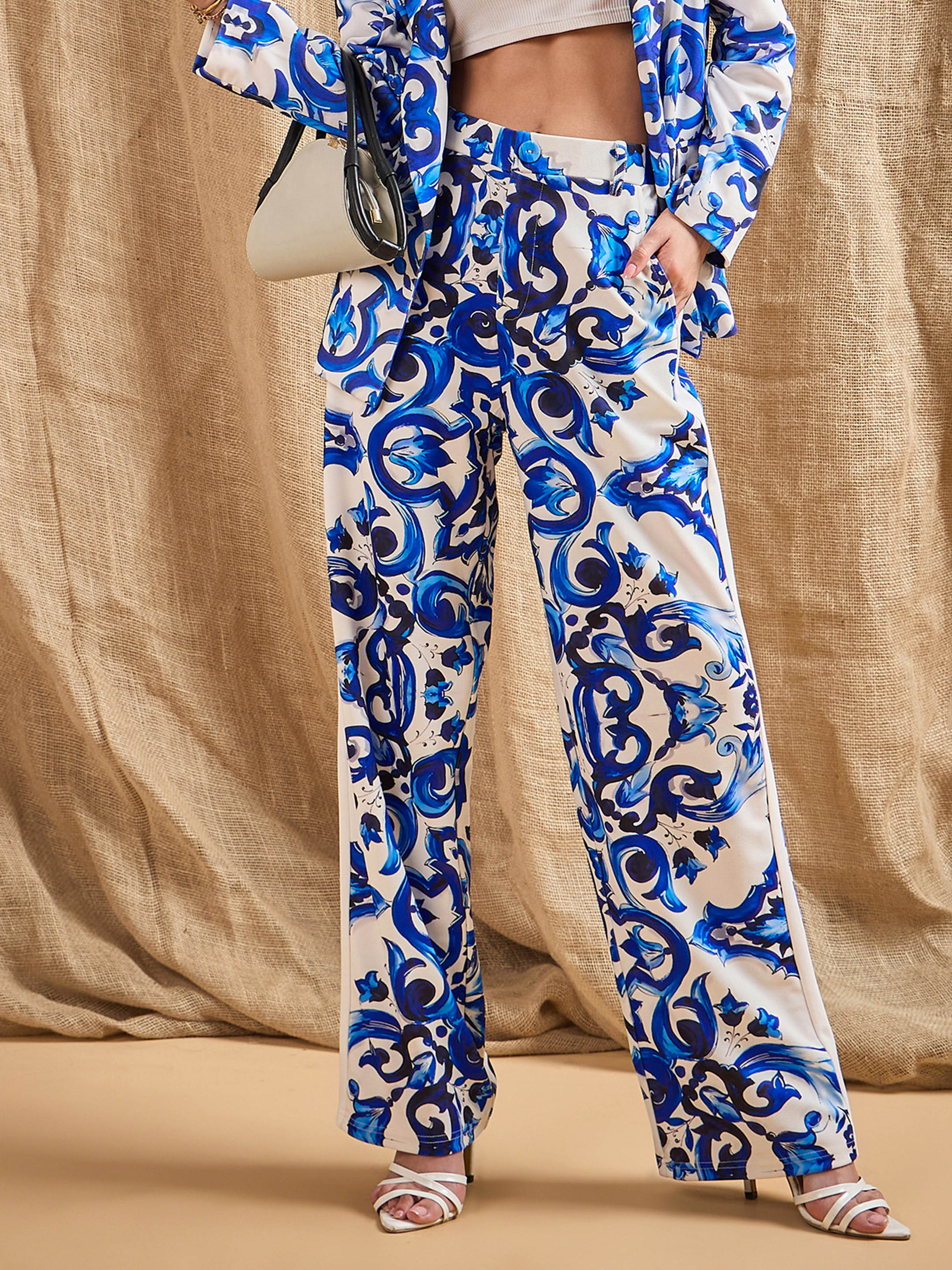 Women's Blue Printed Pant - Sassafras