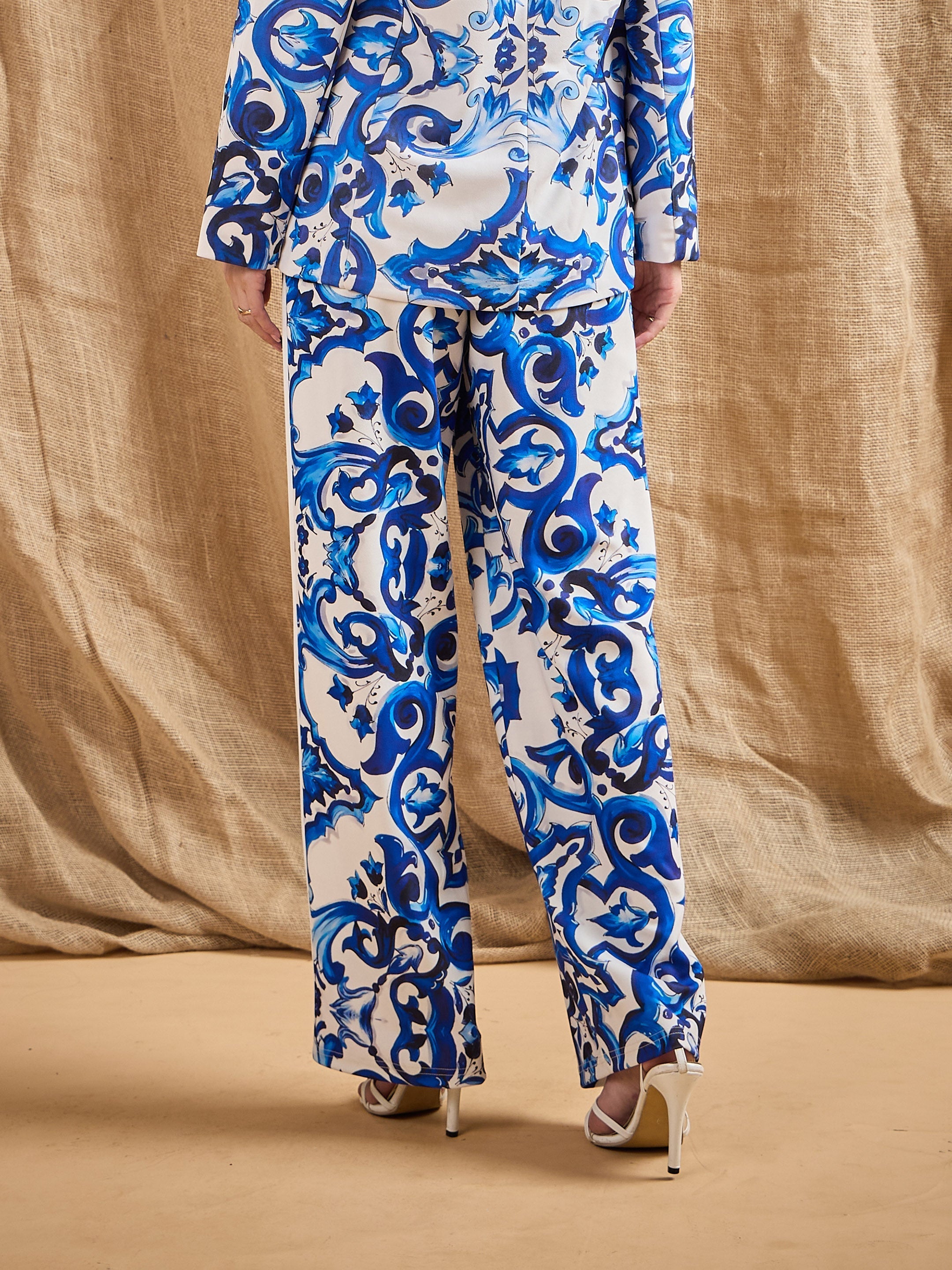 Women's Blue Printed Pant - Sassafras