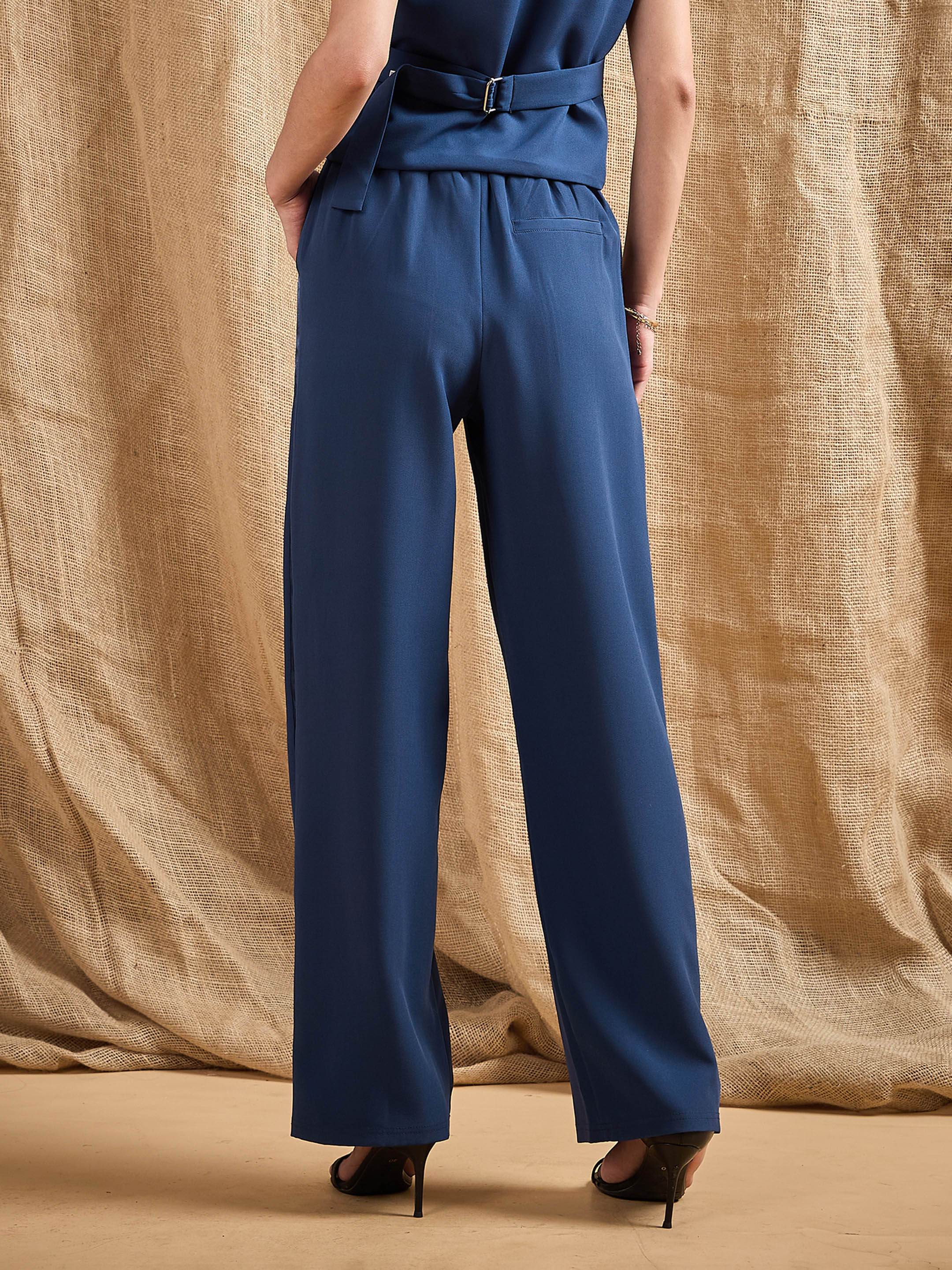 Women's Blue Solid Pant - Sassafras