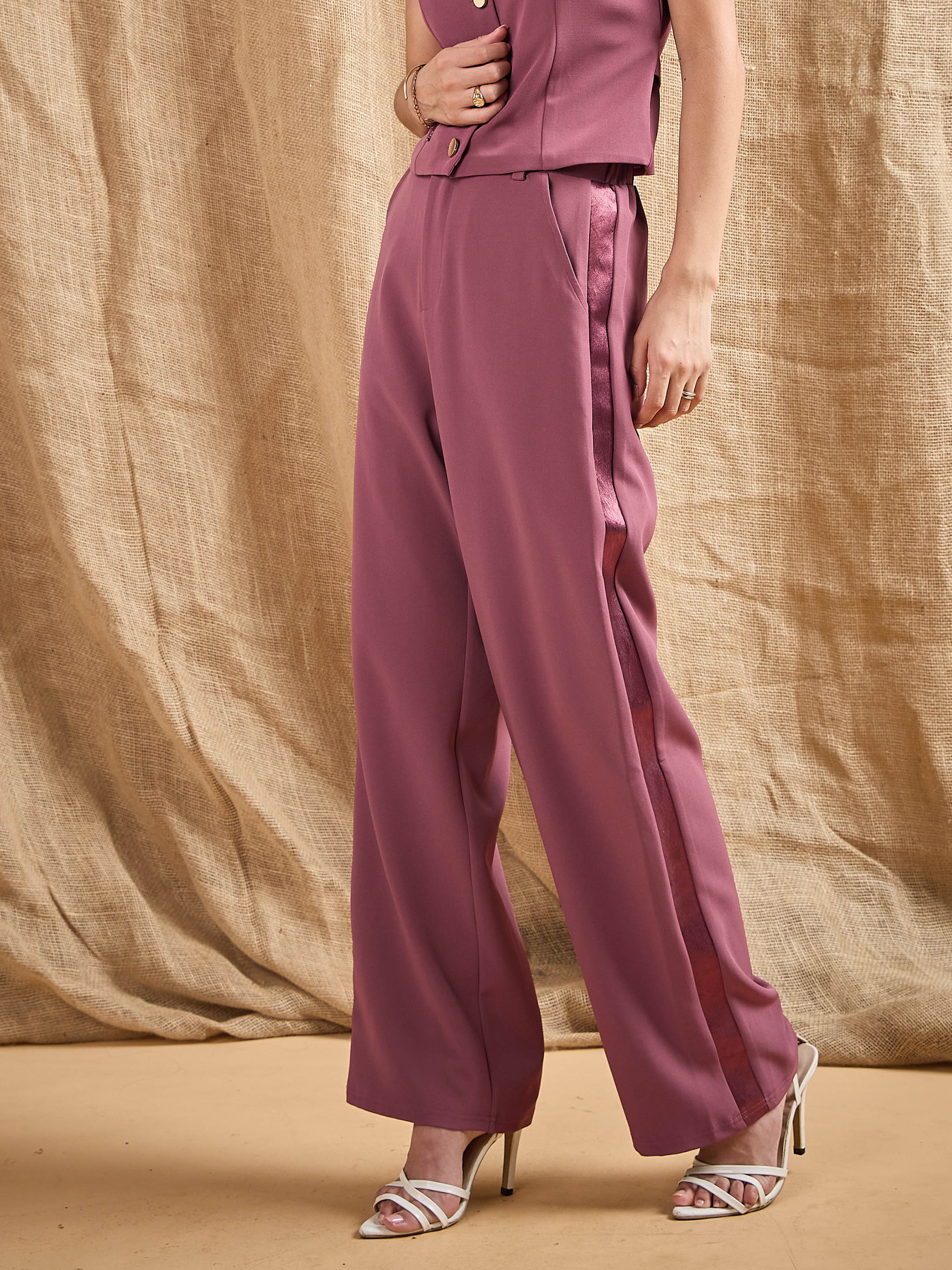 Women's Pink Solid Pant - Sassafras