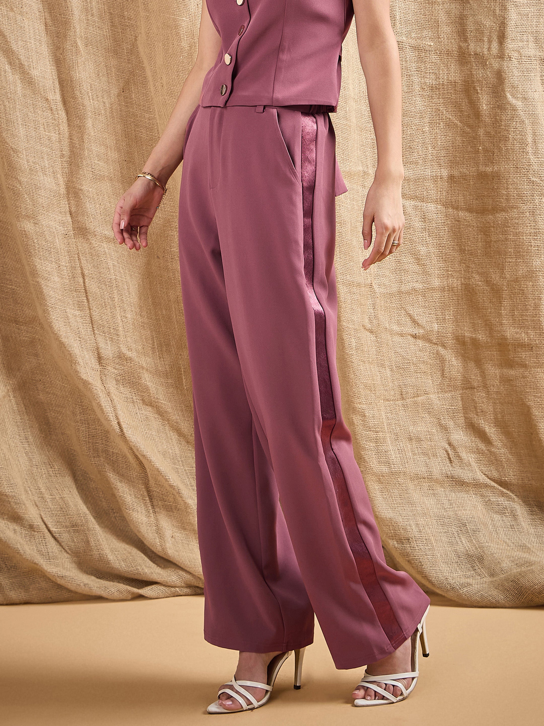 Women's Pink Solid Pant - Sassafras