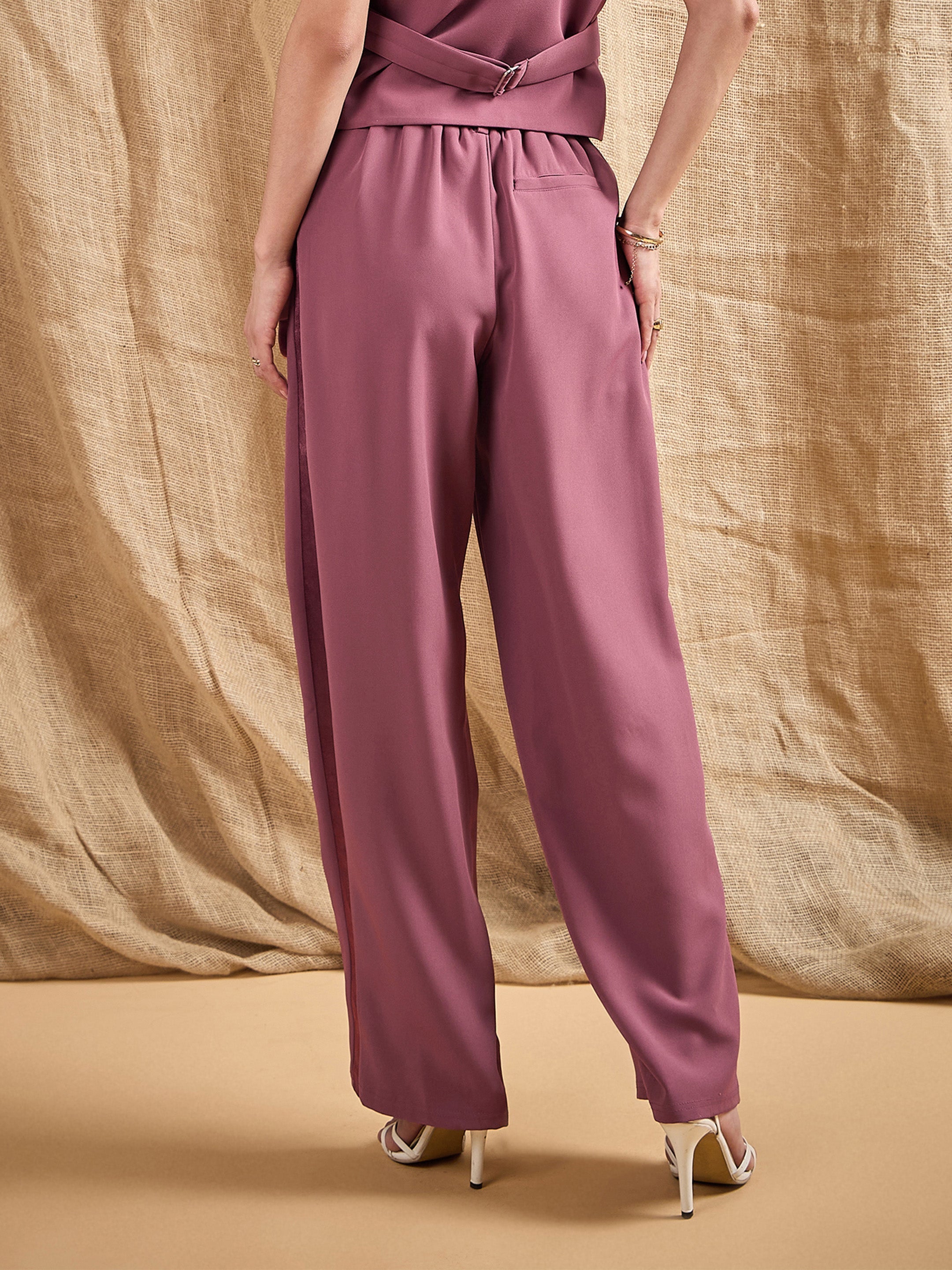 Women's Pink Solid Pant - Sassafras