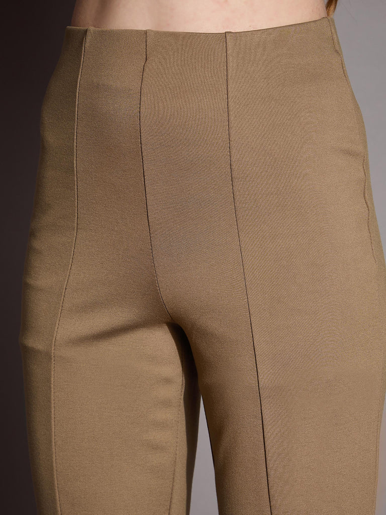 Women's Brown Solid Pant