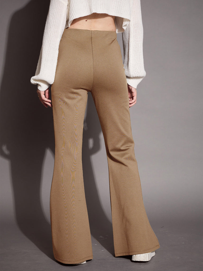 Women's Brown Solid Pant