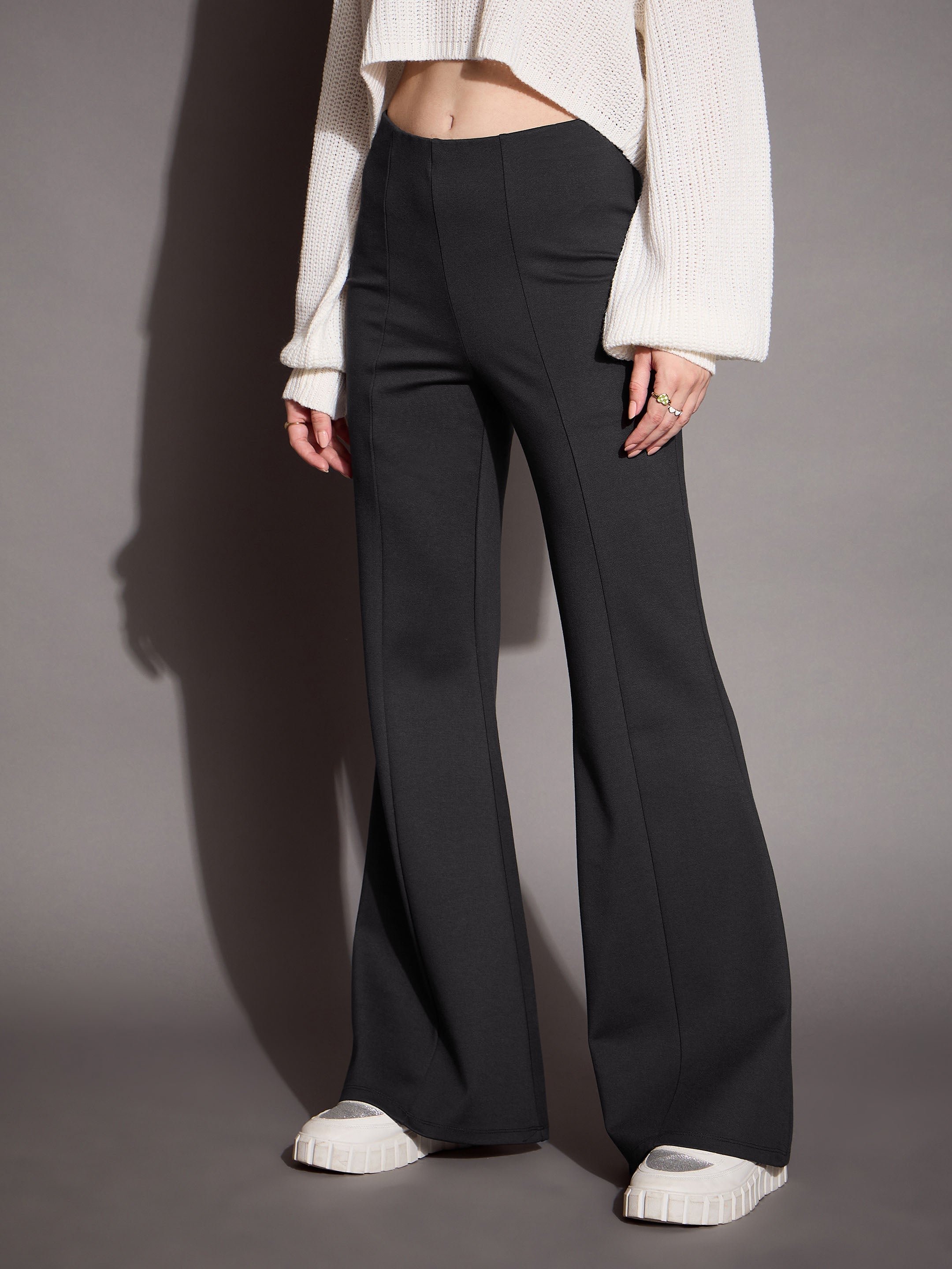 Women's Grey Solid Pant - Sassafras