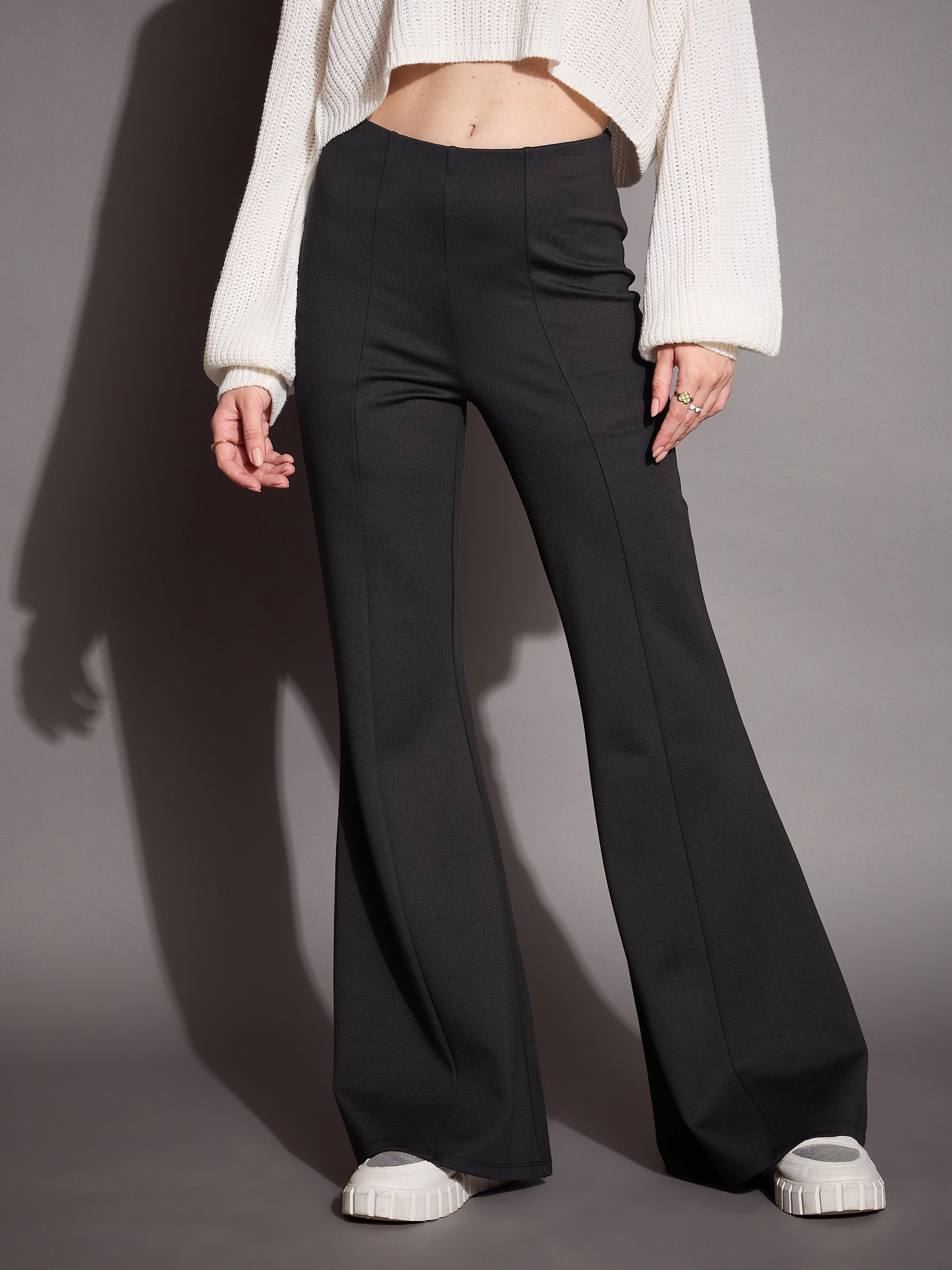 Women's Grey Solid Pant - Sassafras