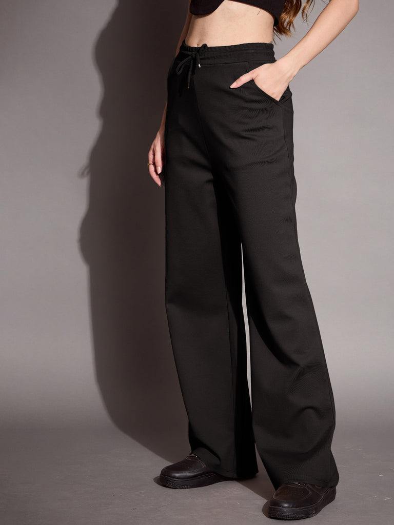 Women's Black Solid Track Pant