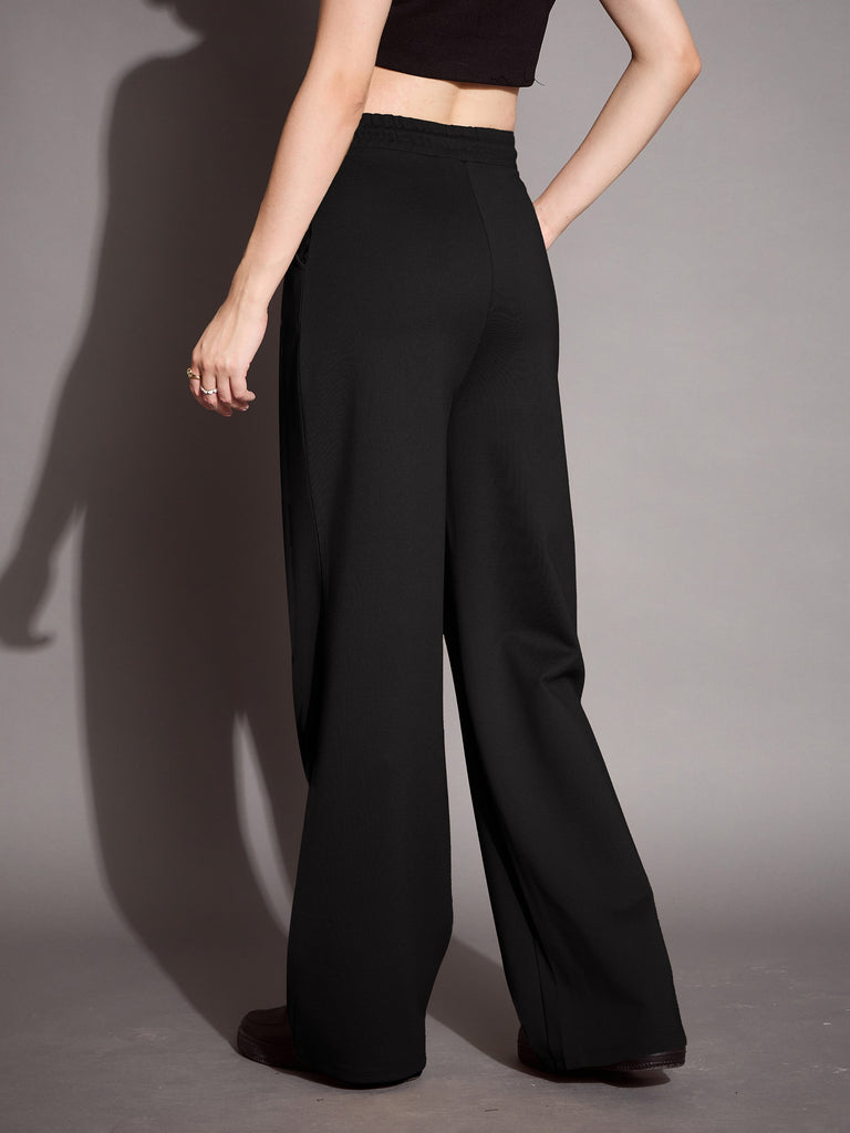Women's Black Solid Track Pant