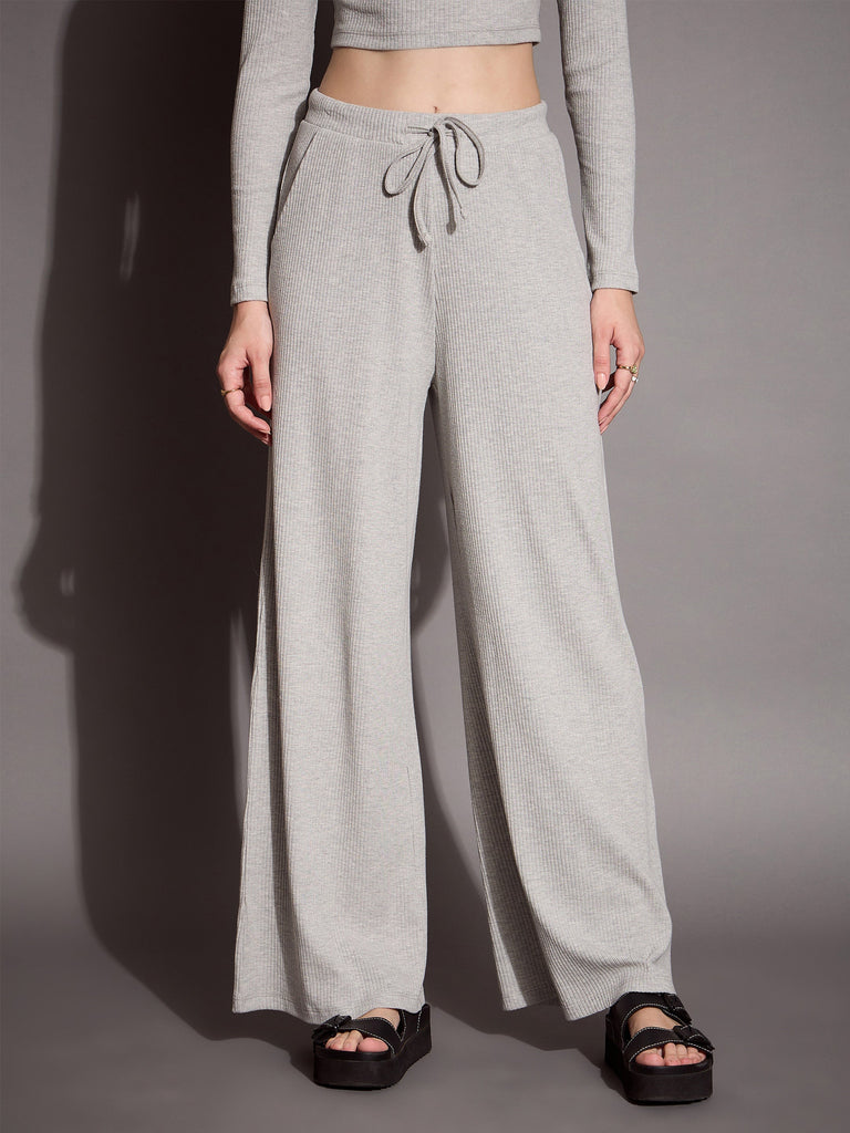 Women's Grey Rib Track Pant