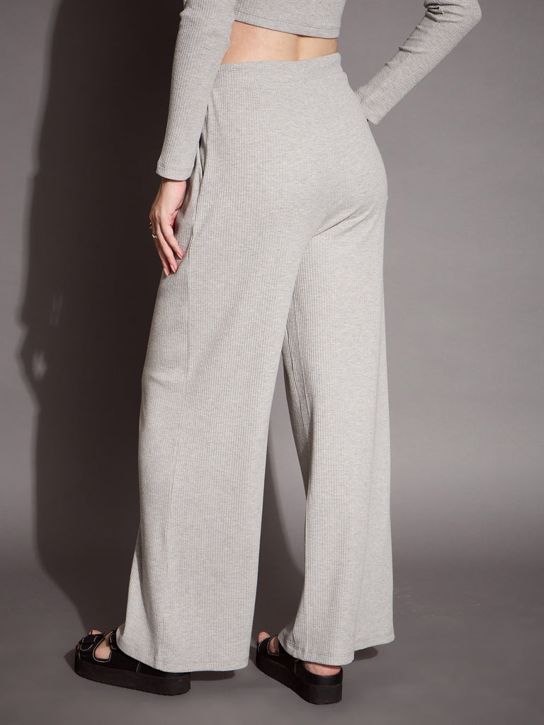 Women's Grey Rib Track Pant