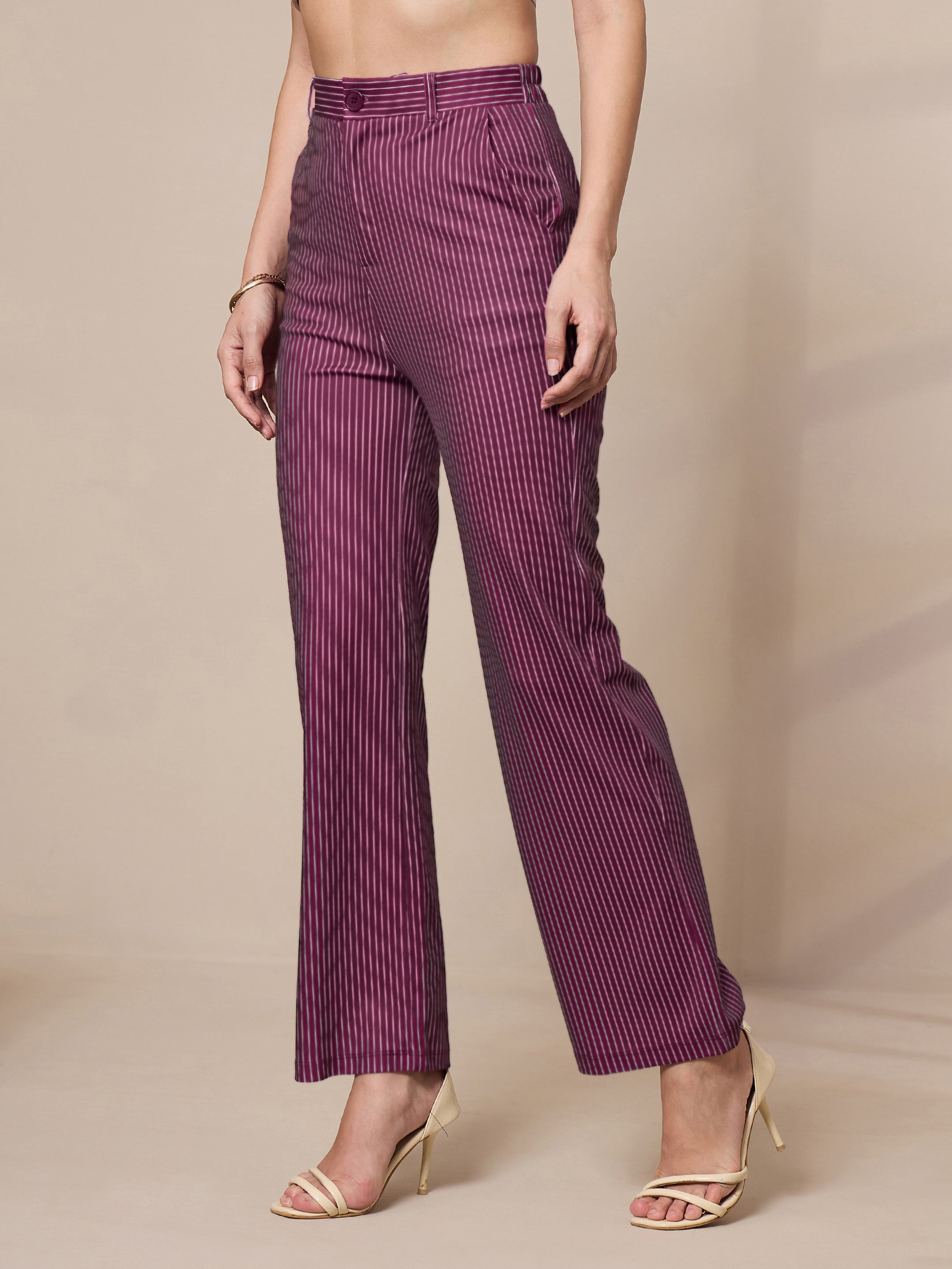 Women's Maroon Striped Pant - Sassafras