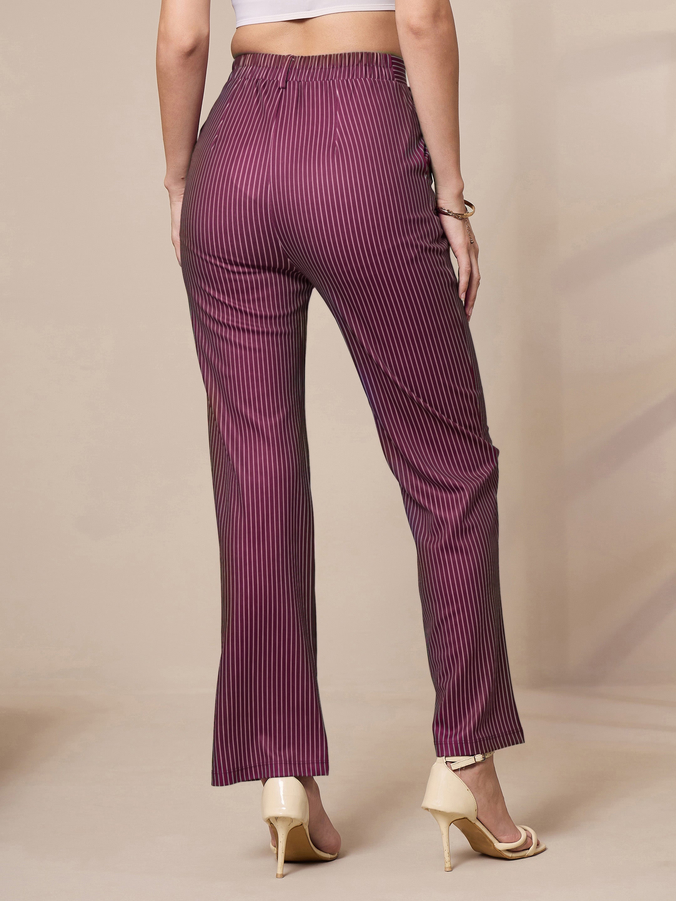 Women's Maroon Striped Pant - Sassafras